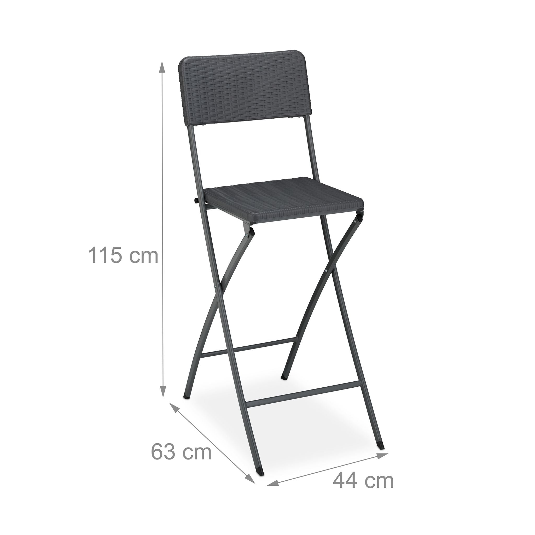 Barhocker Rattan 2er-Set Grau von Relaxdays