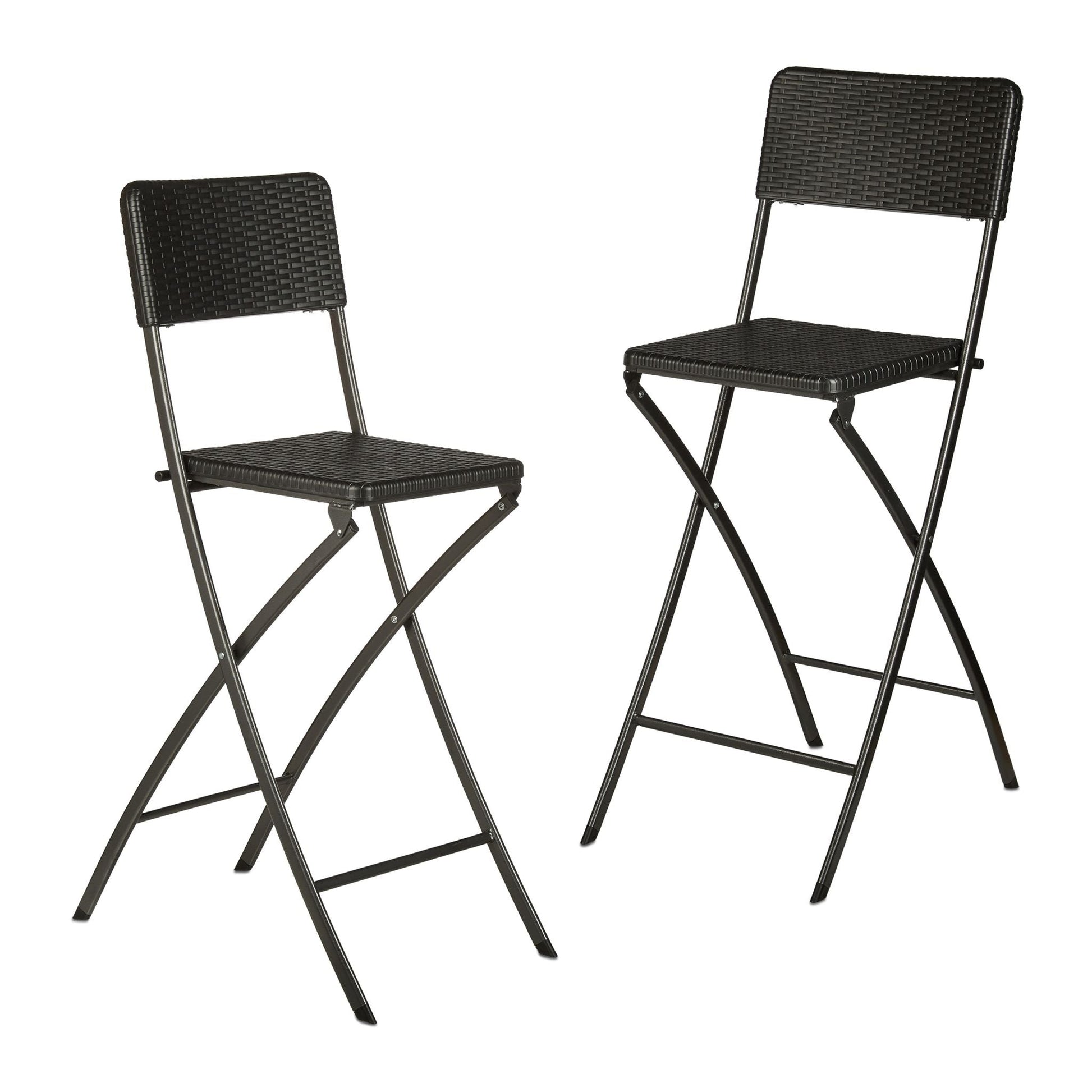 Barhocker Rattan 2er-Set Schwarz von Relaxdays