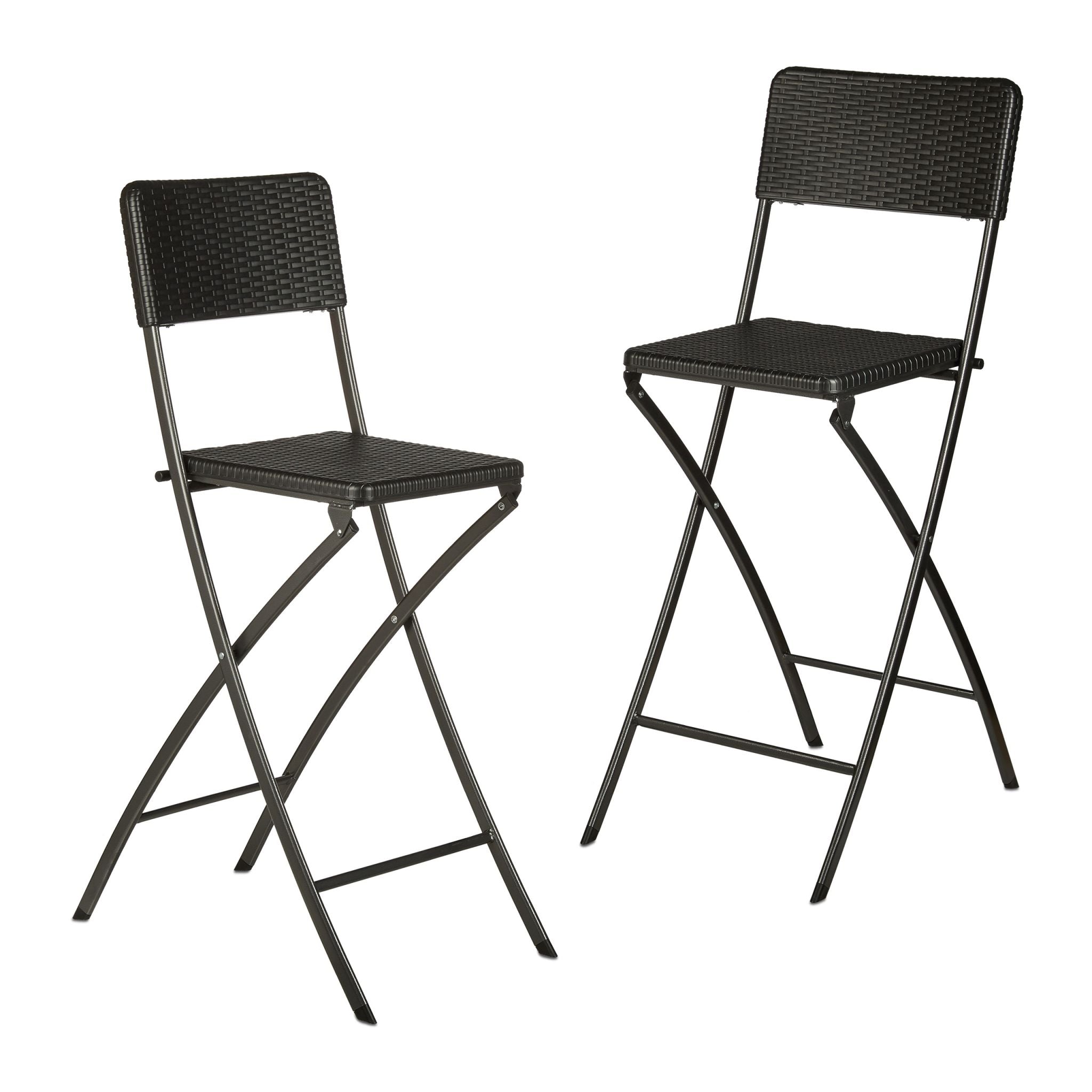 Barhocker Rattan 2er-Set Schwarz von Relaxdays