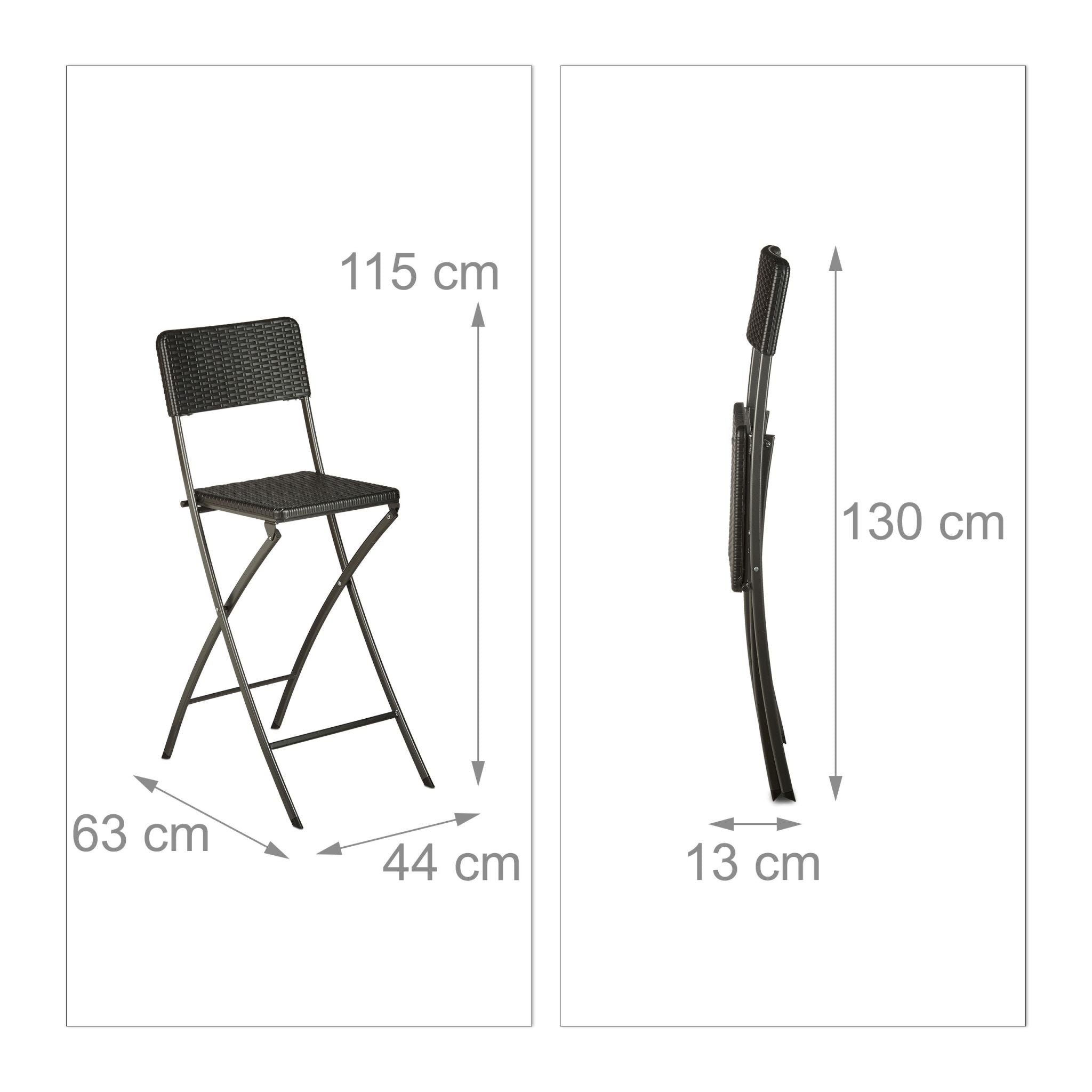 Barhocker Rattan 2er-Set Schwarz von Relaxdays