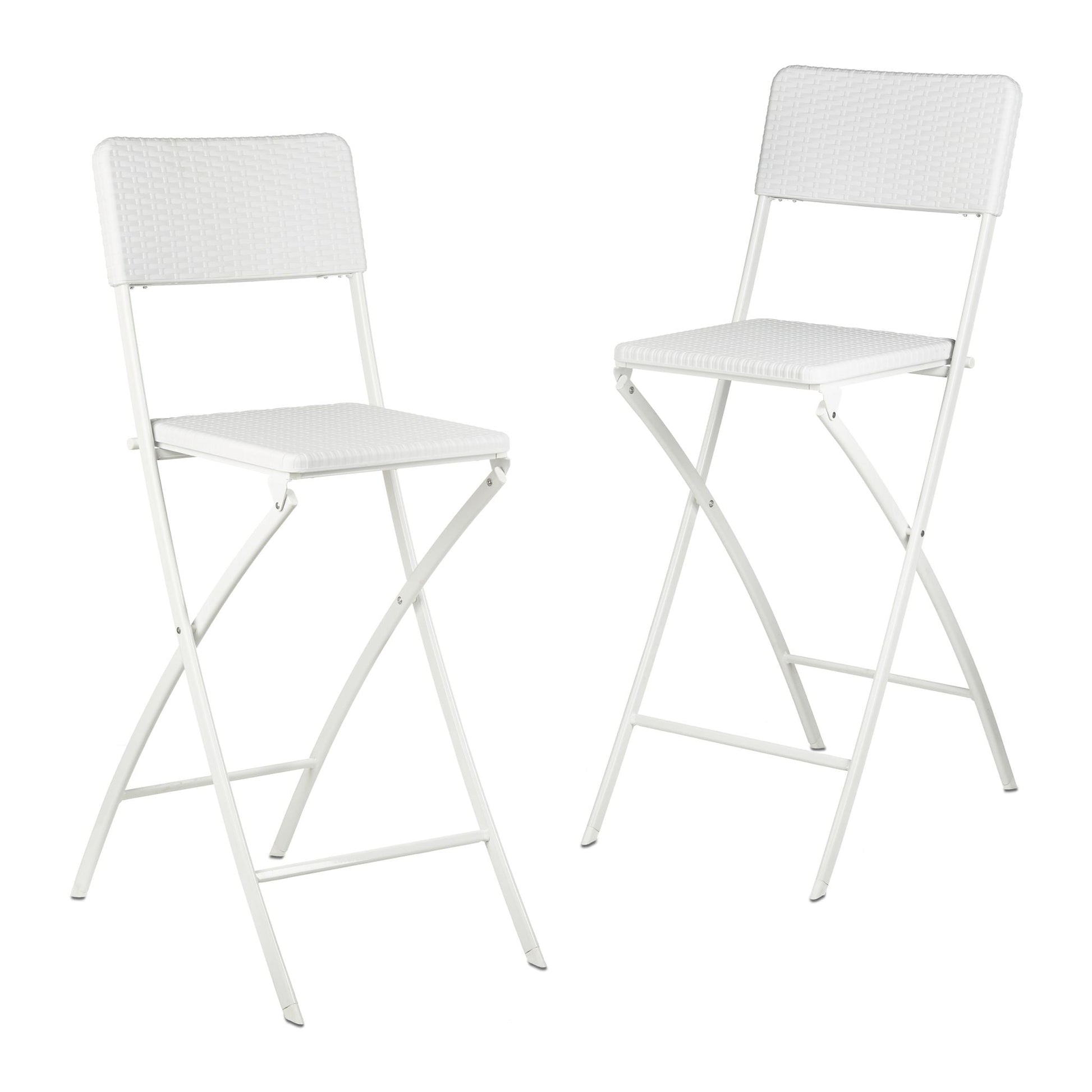 Barhocker Rattan 2er-Set Weiss von Relaxdays