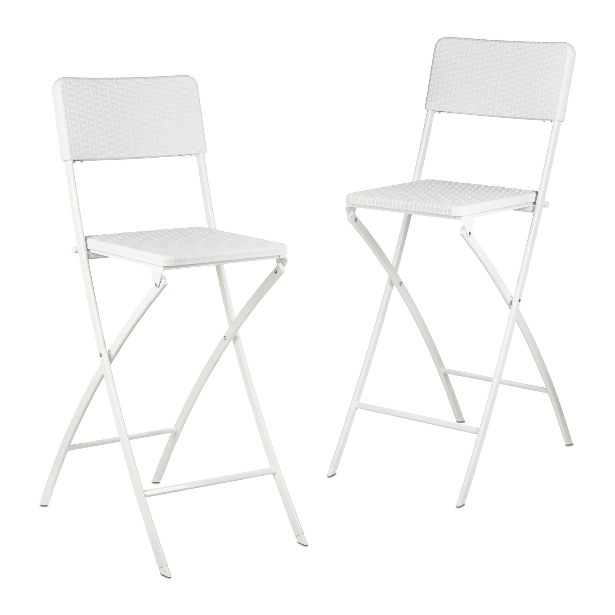 Barhocker Rattan 2er-Set Weiss von Relaxdays