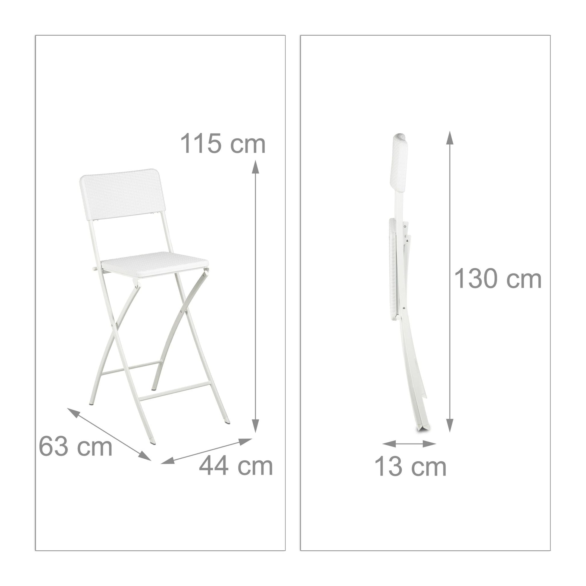Barhocker Rattan 2er-Set Weiss von Relaxdays