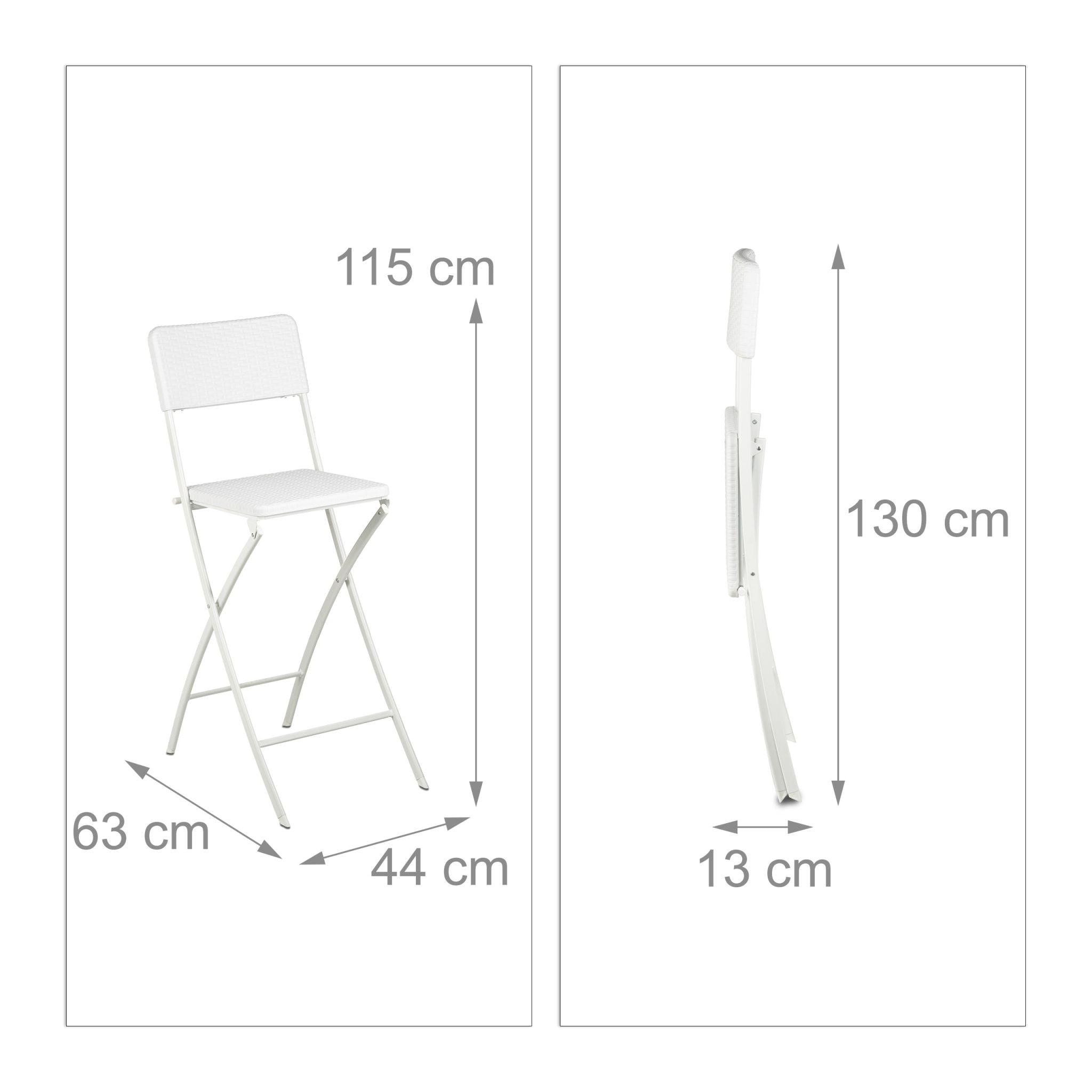 Barhocker Rattan 2er-Set Weiss von Relaxdays