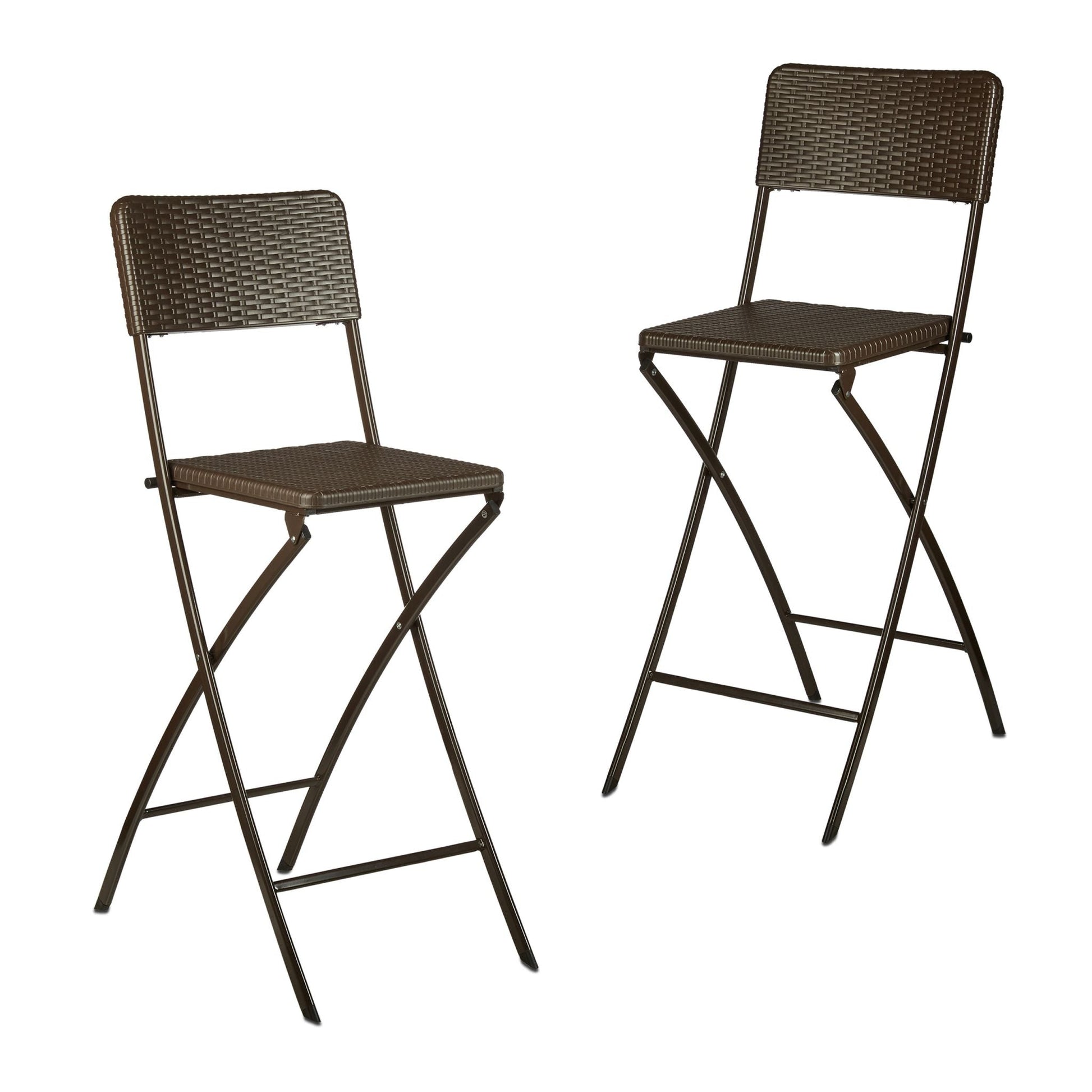 Barhocker Rattan 2er-Set Dunkelbraun von Relaxdays
