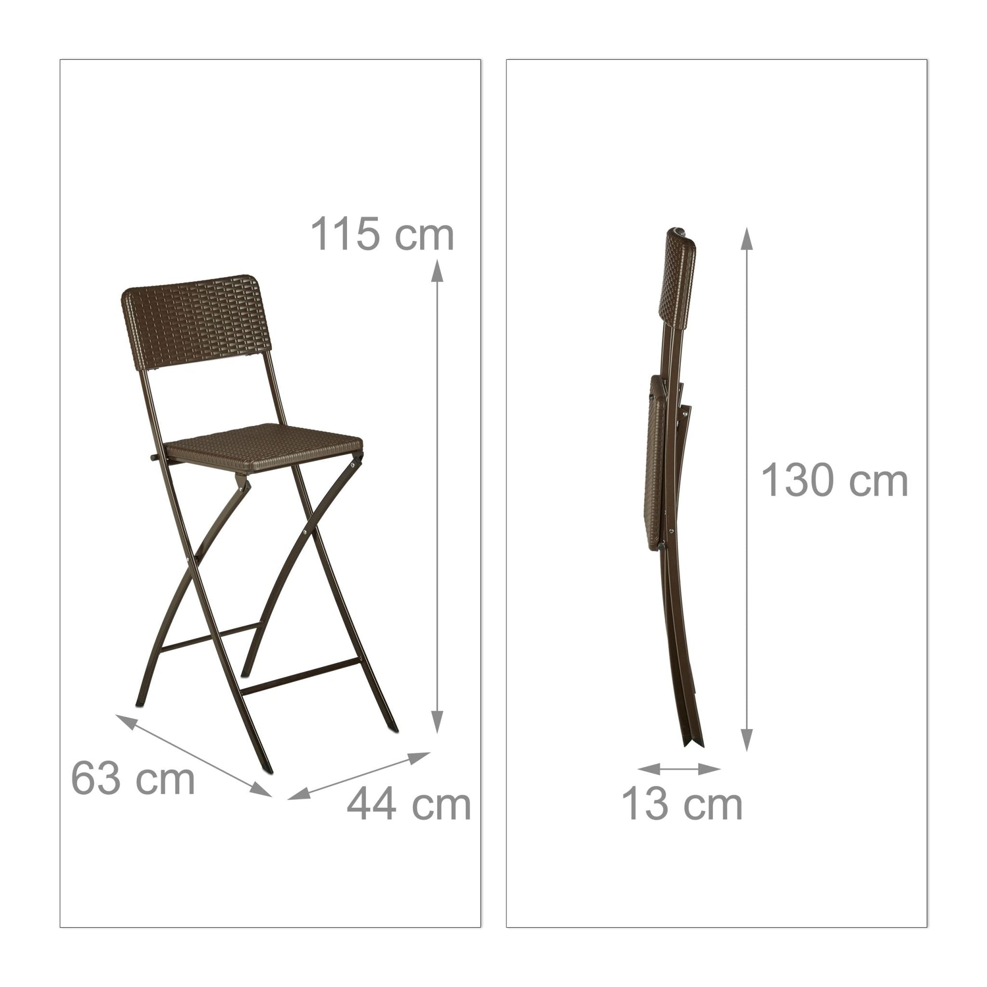 Barhocker Rattan 2er-Set Dunkelbraun von Relaxdays