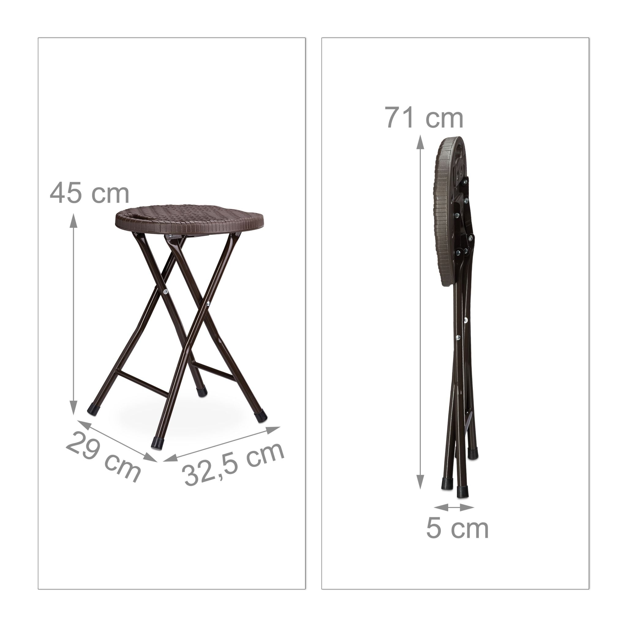 Klapphocker BASTIAN Dunkelbraun von Relaxdays