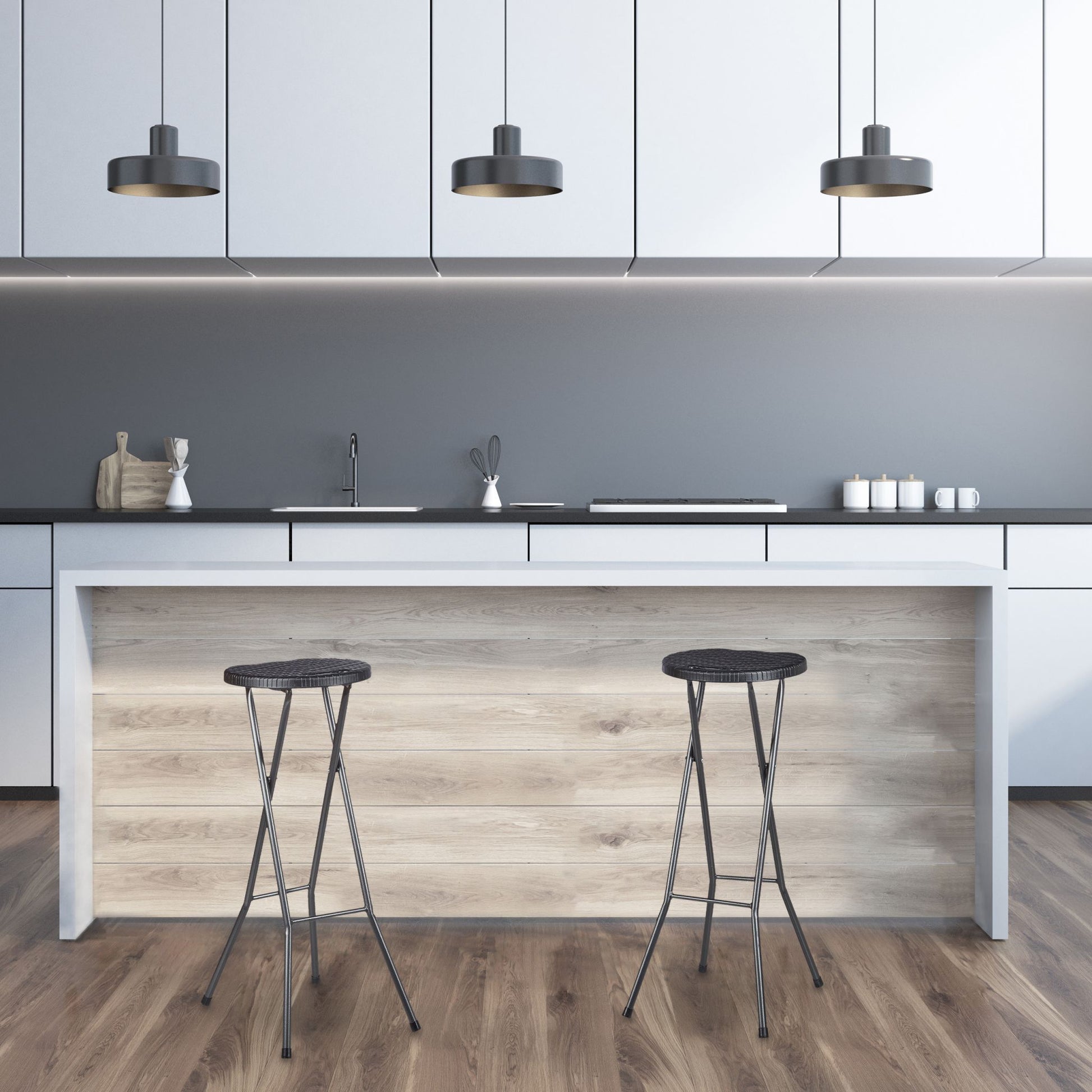 Barhocker klappbar BASTIAN Schwarz von Relaxdays