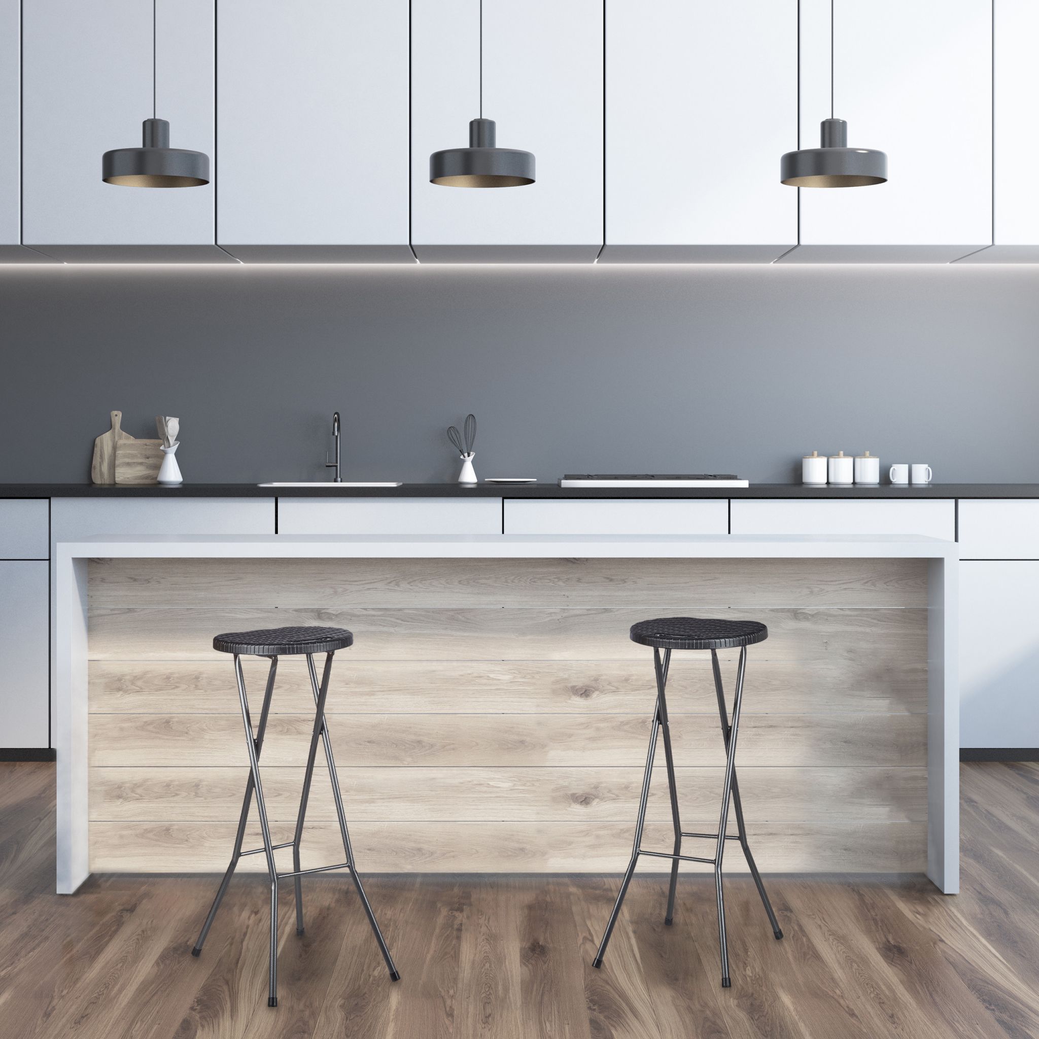 Barhocker klappbar BASTIAN Schwarz von Relaxdays