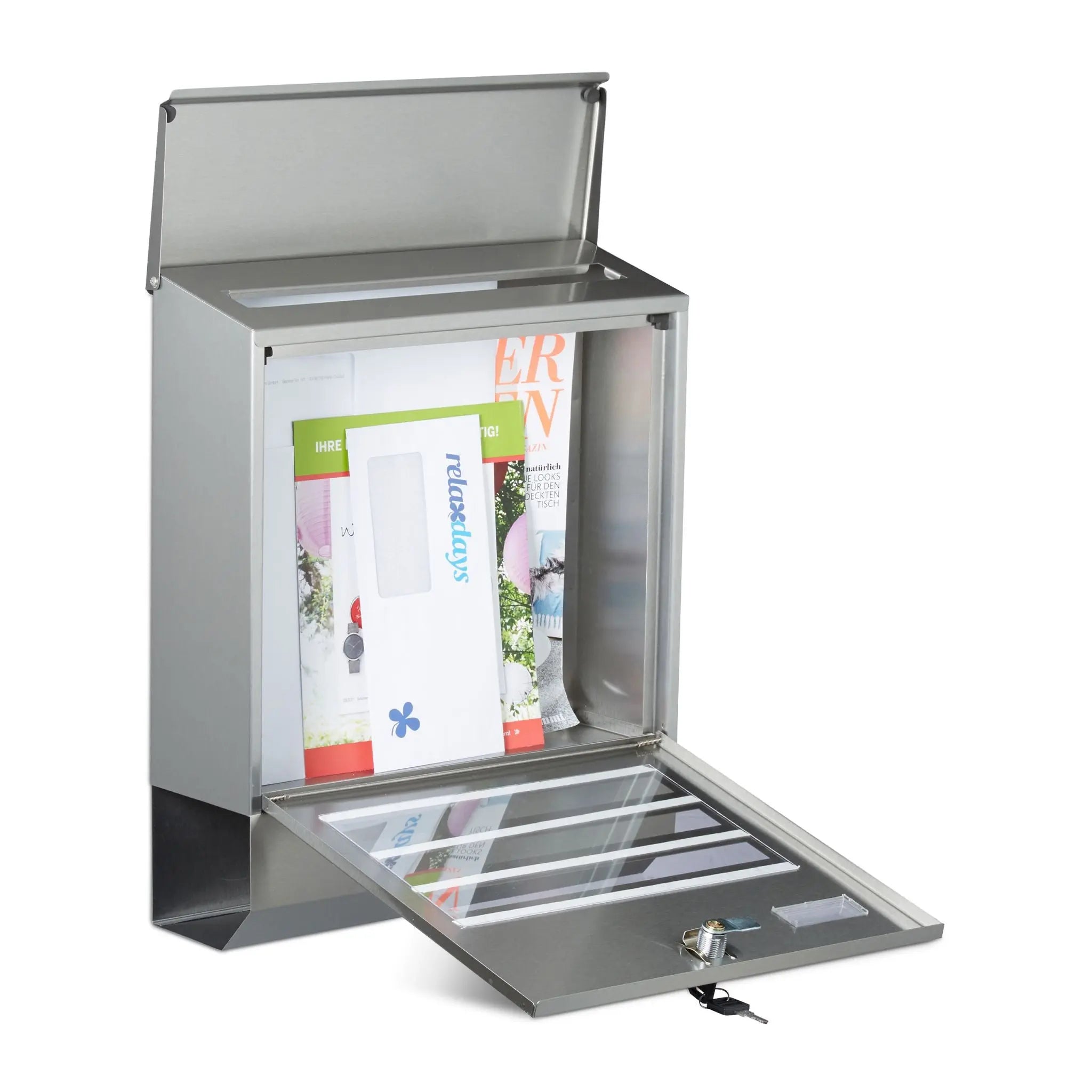 Briefkasten Edelstahl Silber von Relaxdays