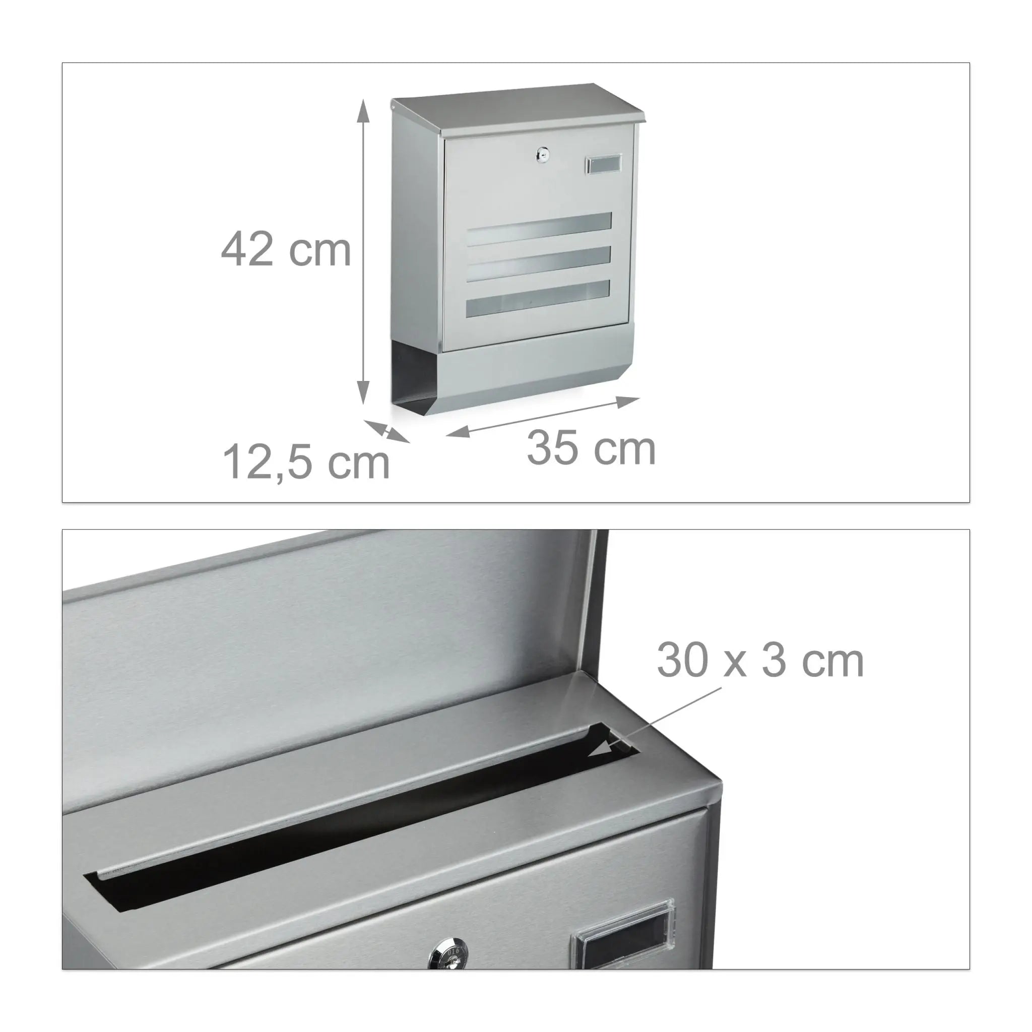 Briefkasten Edelstahl Silber von Relaxdays