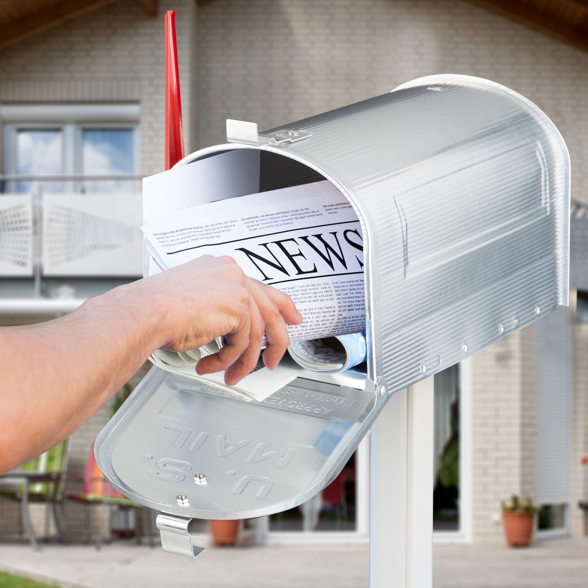 Amerikanischer Briefkasten Rot-Silber