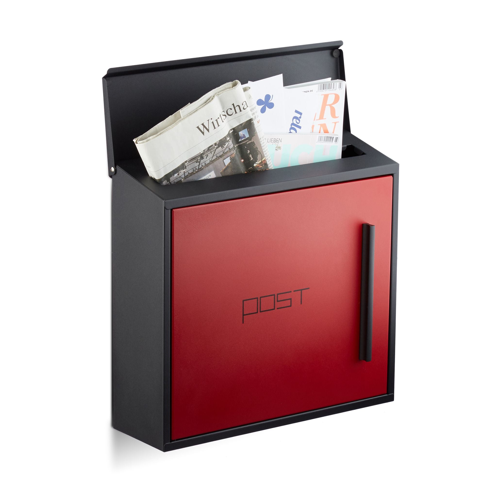Briefkasten modern Rot-Schwarz von Relaxdays