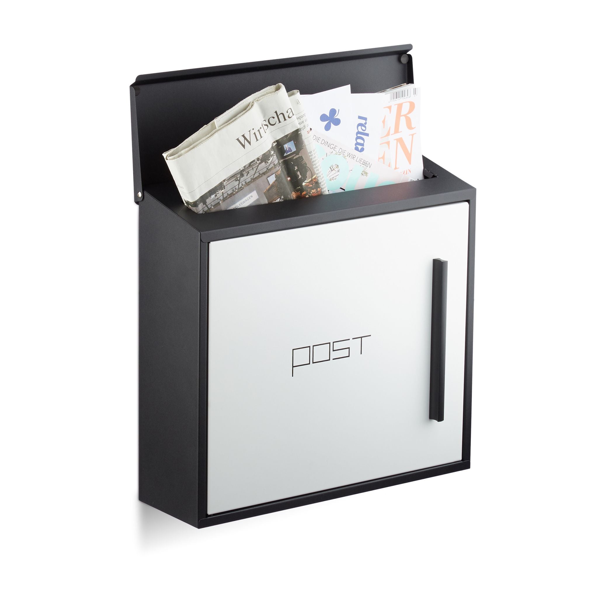 Briefkasten modern Weiss-Schwarz von Relaxdays