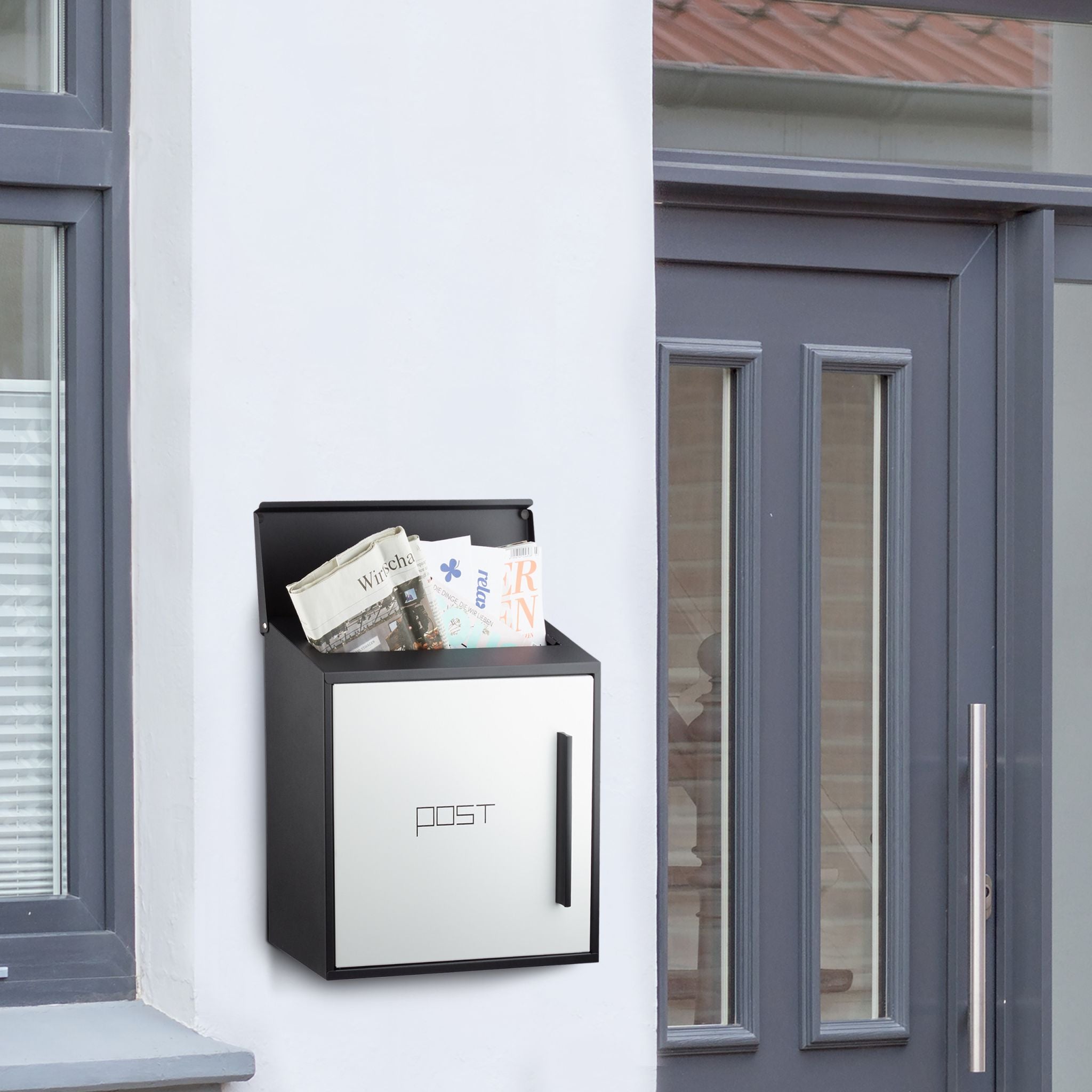 Briefkasten modern Weiss-Schwarz von Relaxdays