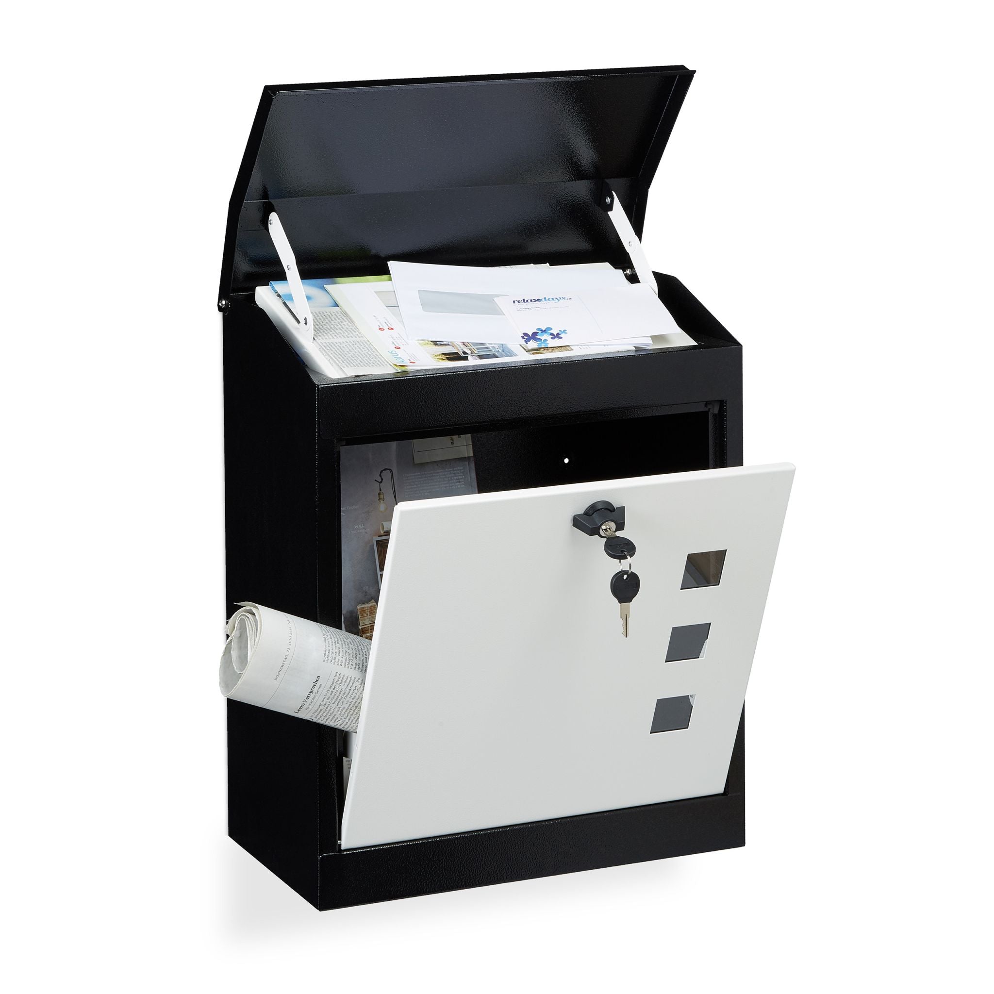 Briefkasten gross Weiss-Schwarz von Relaxdays