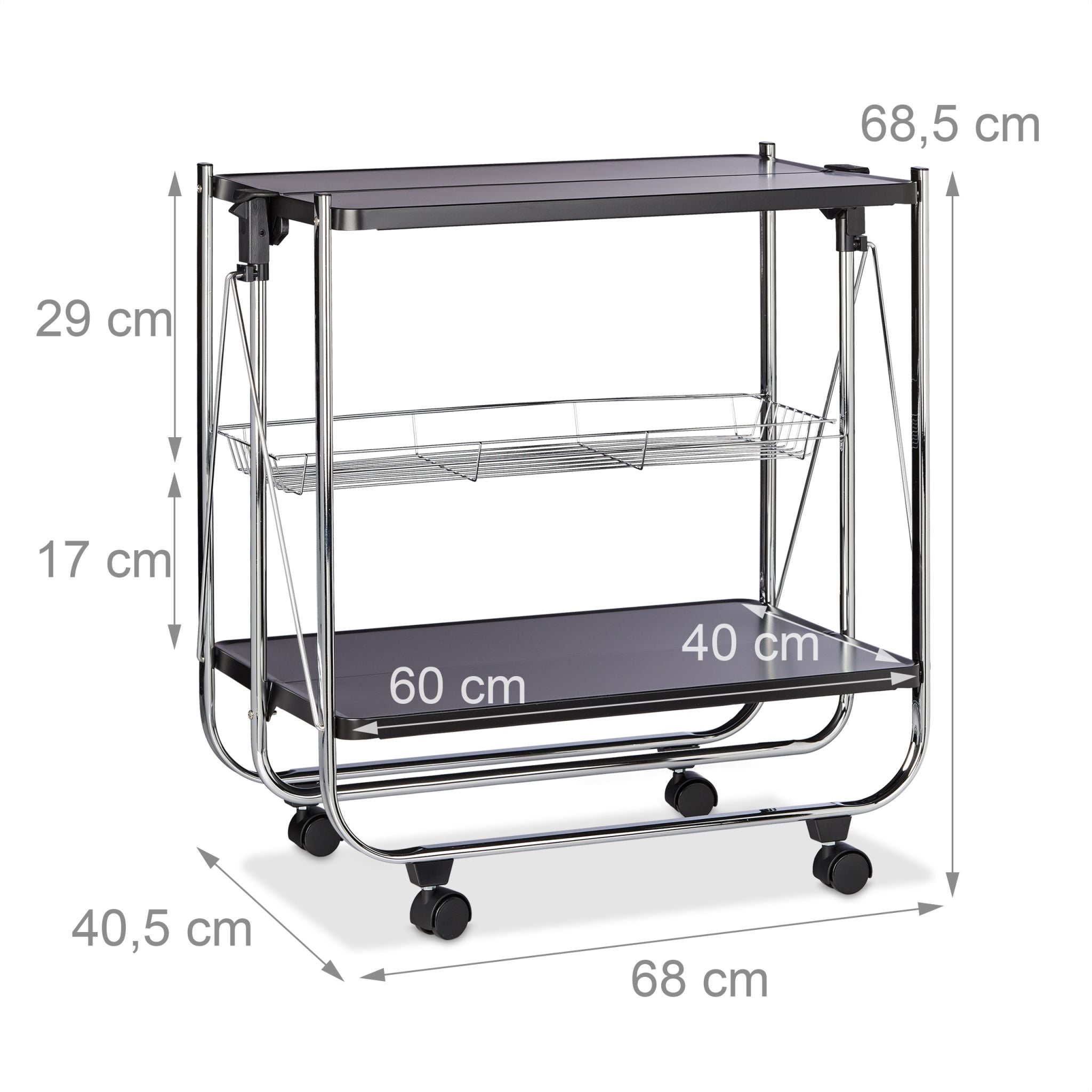 Serviertablett klappbar Schwarz-Silber