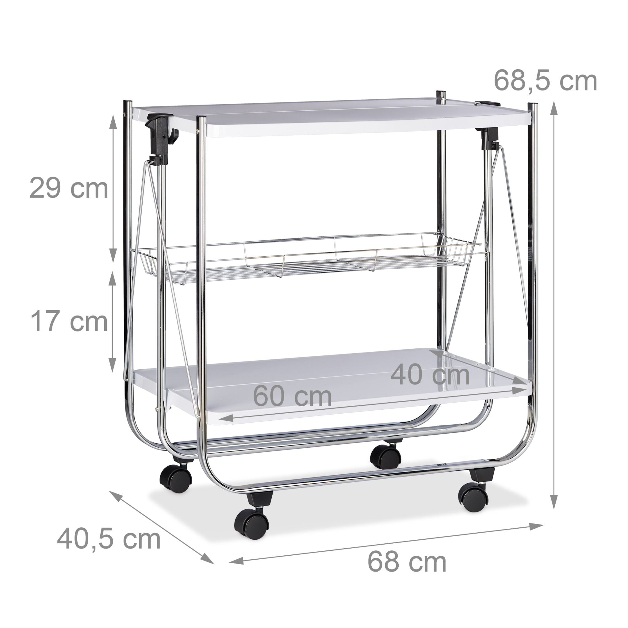 Serviertablett klappbar Weiss-Silber