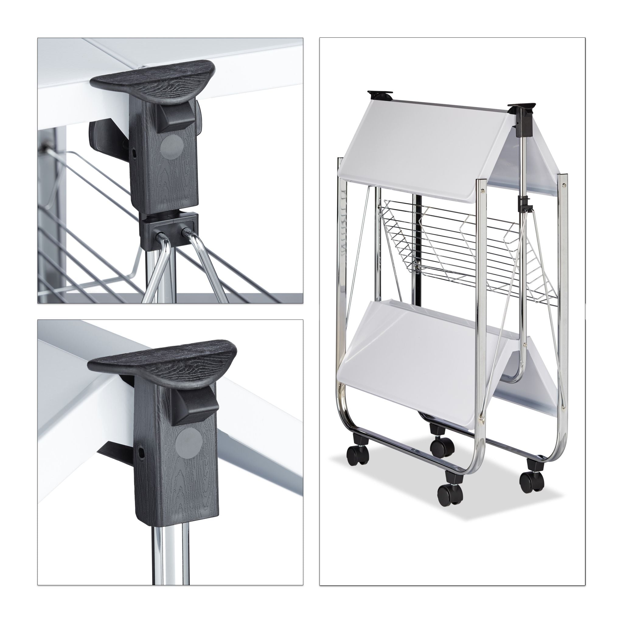 Serviertablett klappbar Weiss-Silber