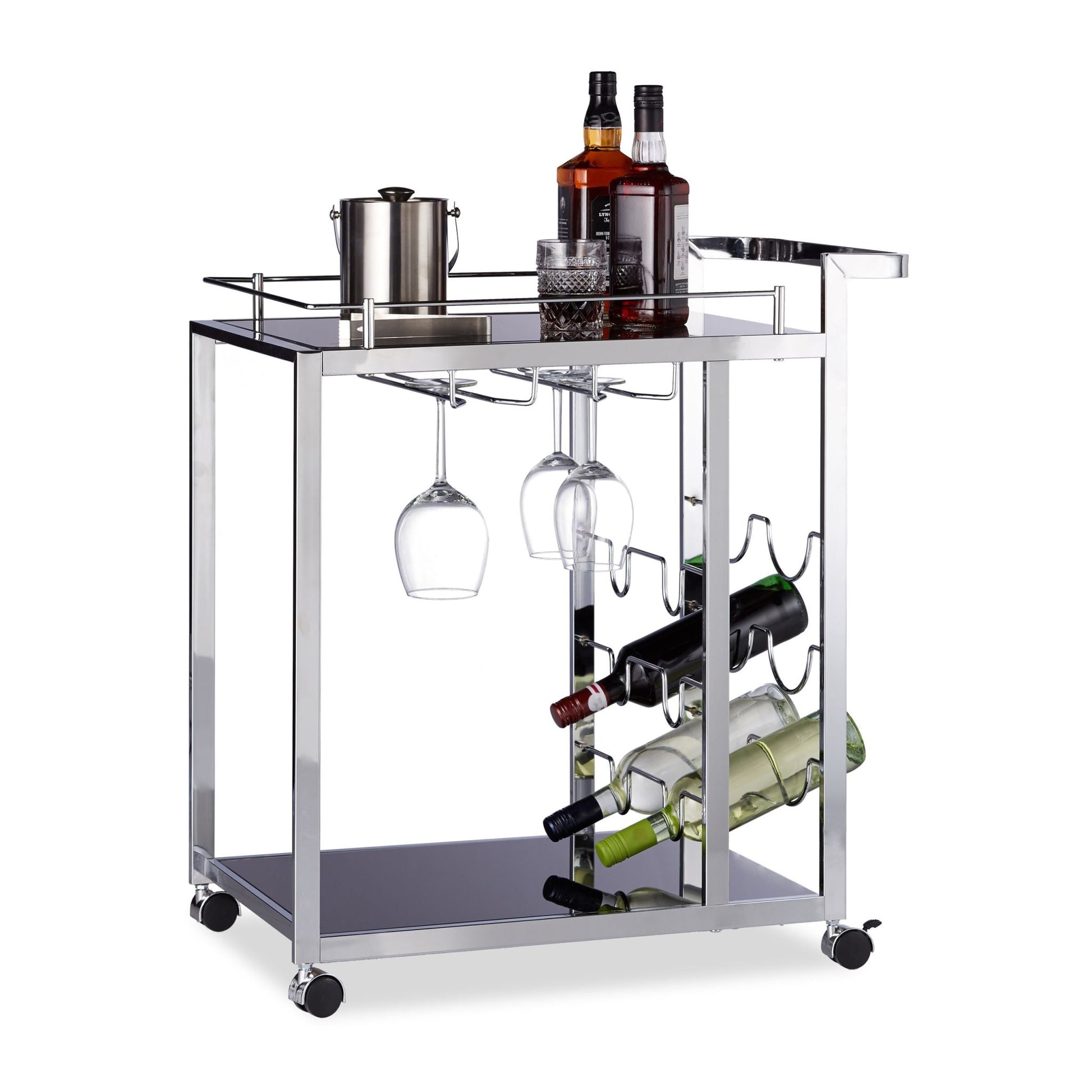Servierwagen Glas BARON Schwarz-Silber von Relaxdays