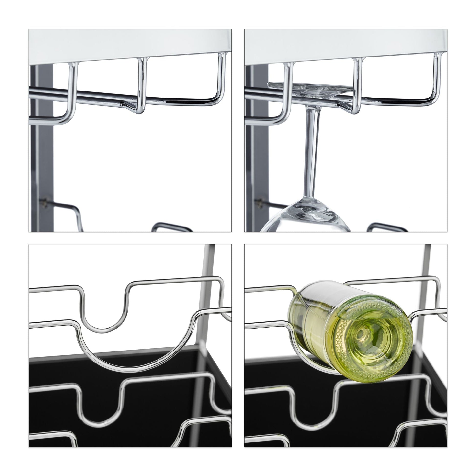 Servierwagen Glas BARON Schwarz-Silber von Relaxdays