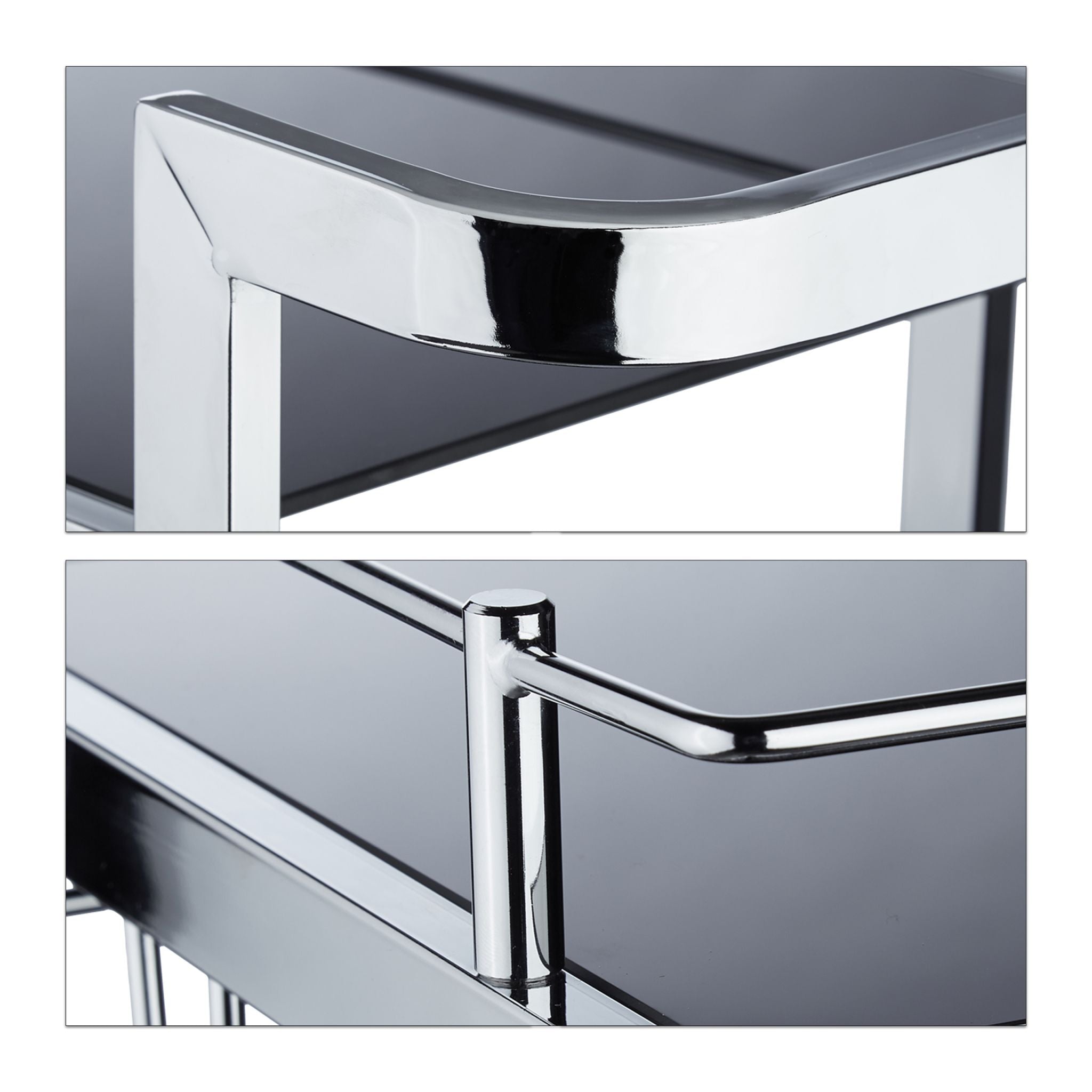 Servierwagen Glas BARON Schwarz-Silber von Relaxdays