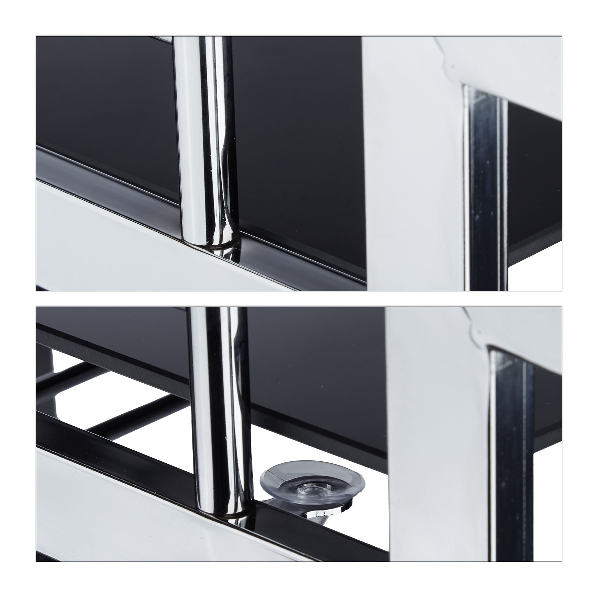 Servierwagen Glas BARON Schwarz-Silber von Relaxdays