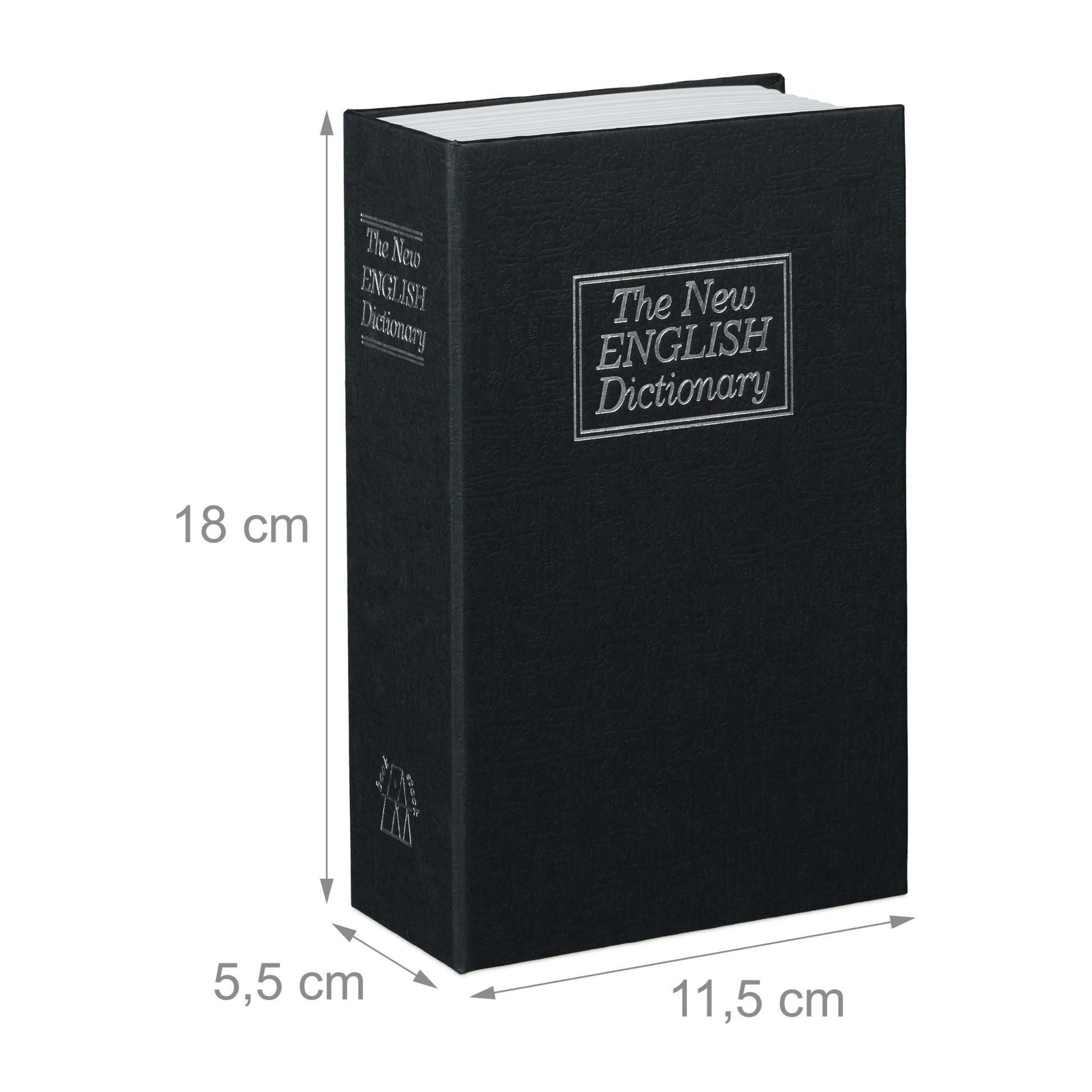 Buchtresor klein verschliessbar Weiss-Schwarz-Silber von Relaxdays