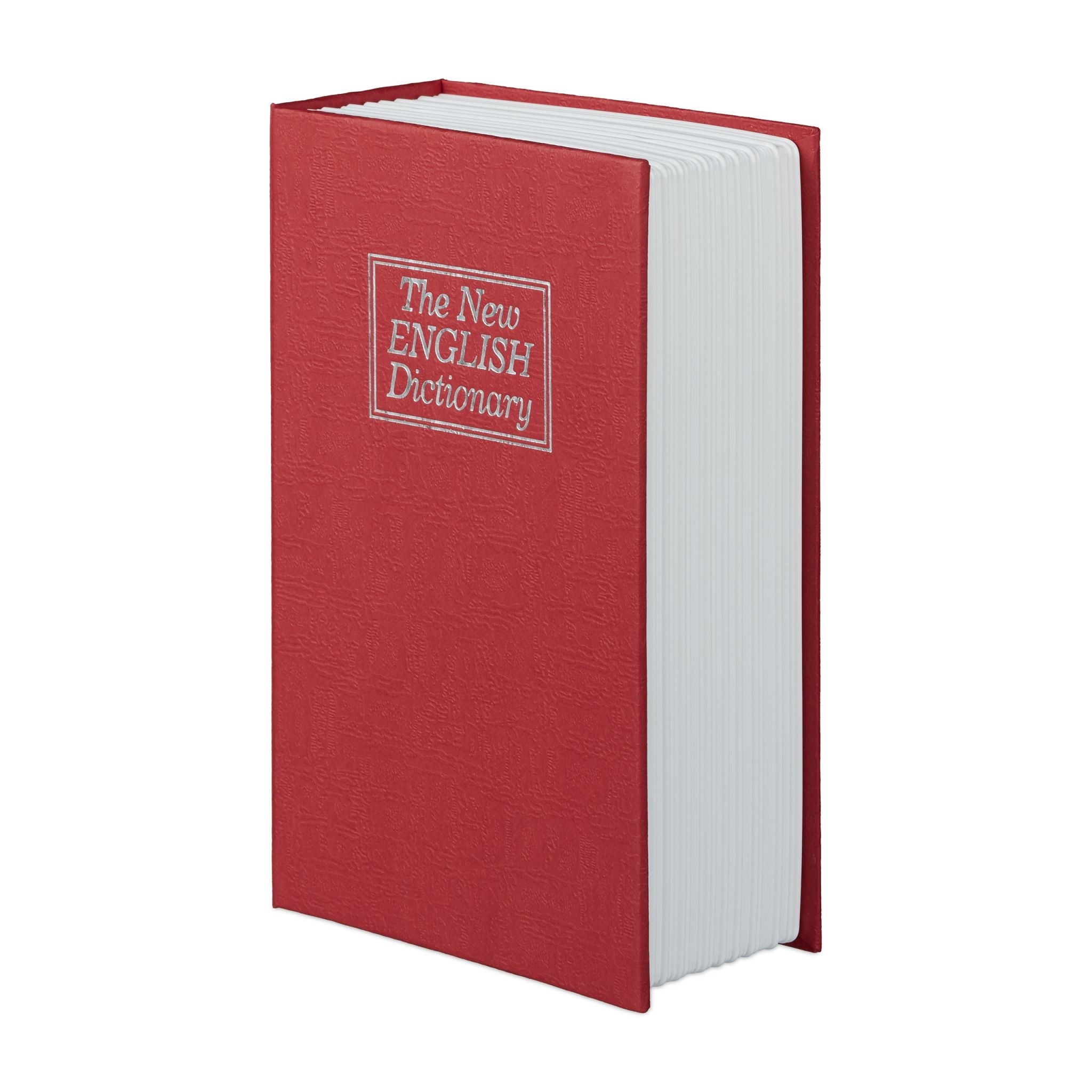 Buchtresor klein verschliessbar Weiss-Rot-Silber von Relaxdays