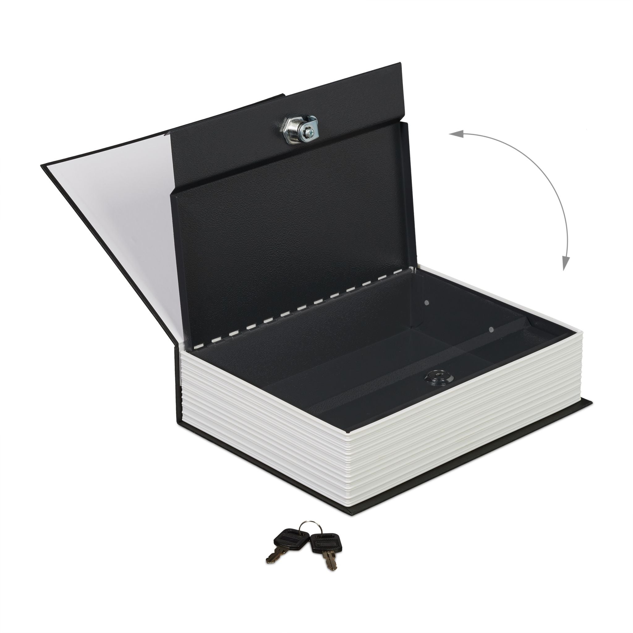 Buchtresor gross verschliessbar Weiss-Schwarz-Silber von Relaxdays