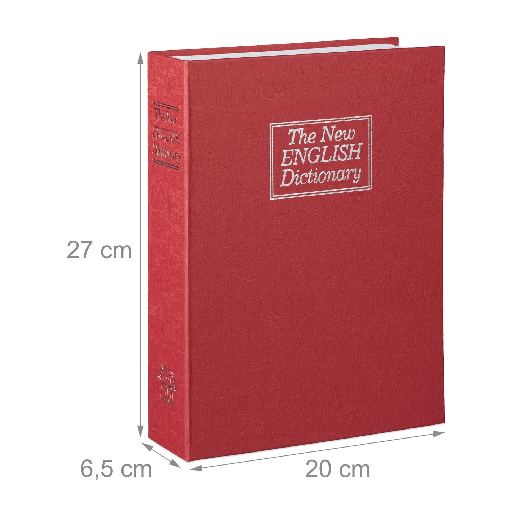 Buchtresor gross verschliessbar Weiss-Rot-Silber von Relaxdays