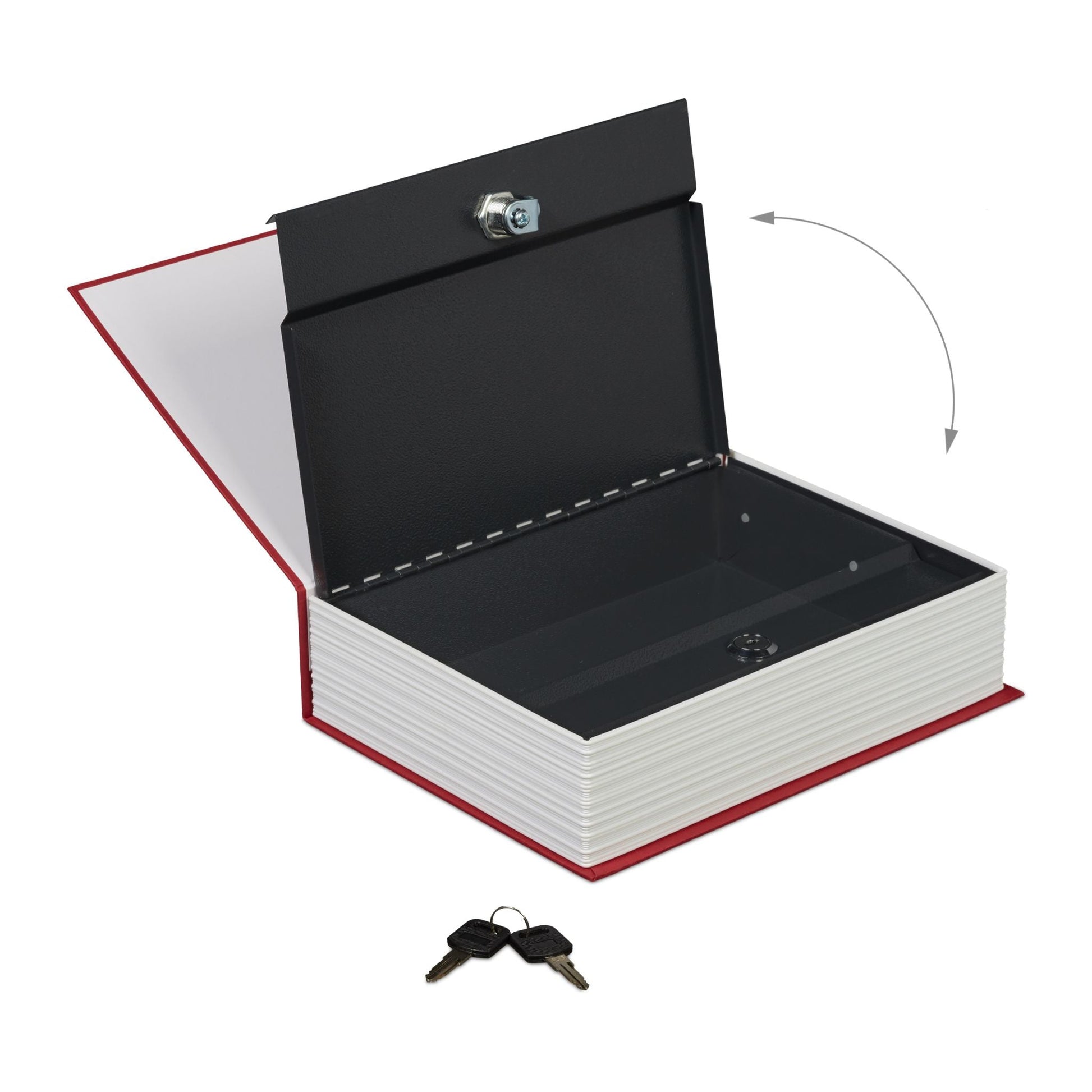 Buchtresor gross verschliessbar Weiss-Rot-Silber von Relaxdays