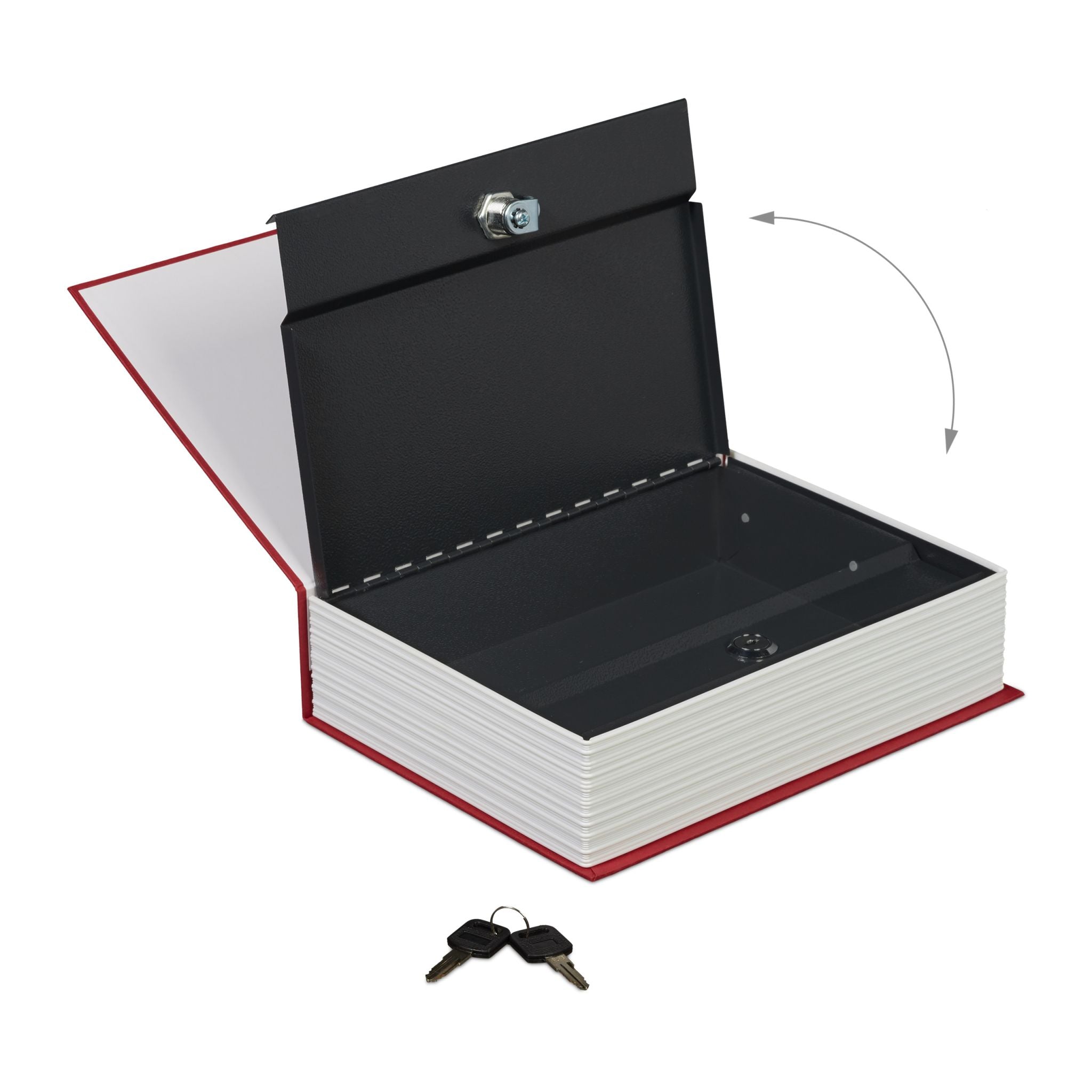 Buchtresor gross verschliessbar Weiss-Rot-Silber von Relaxdays