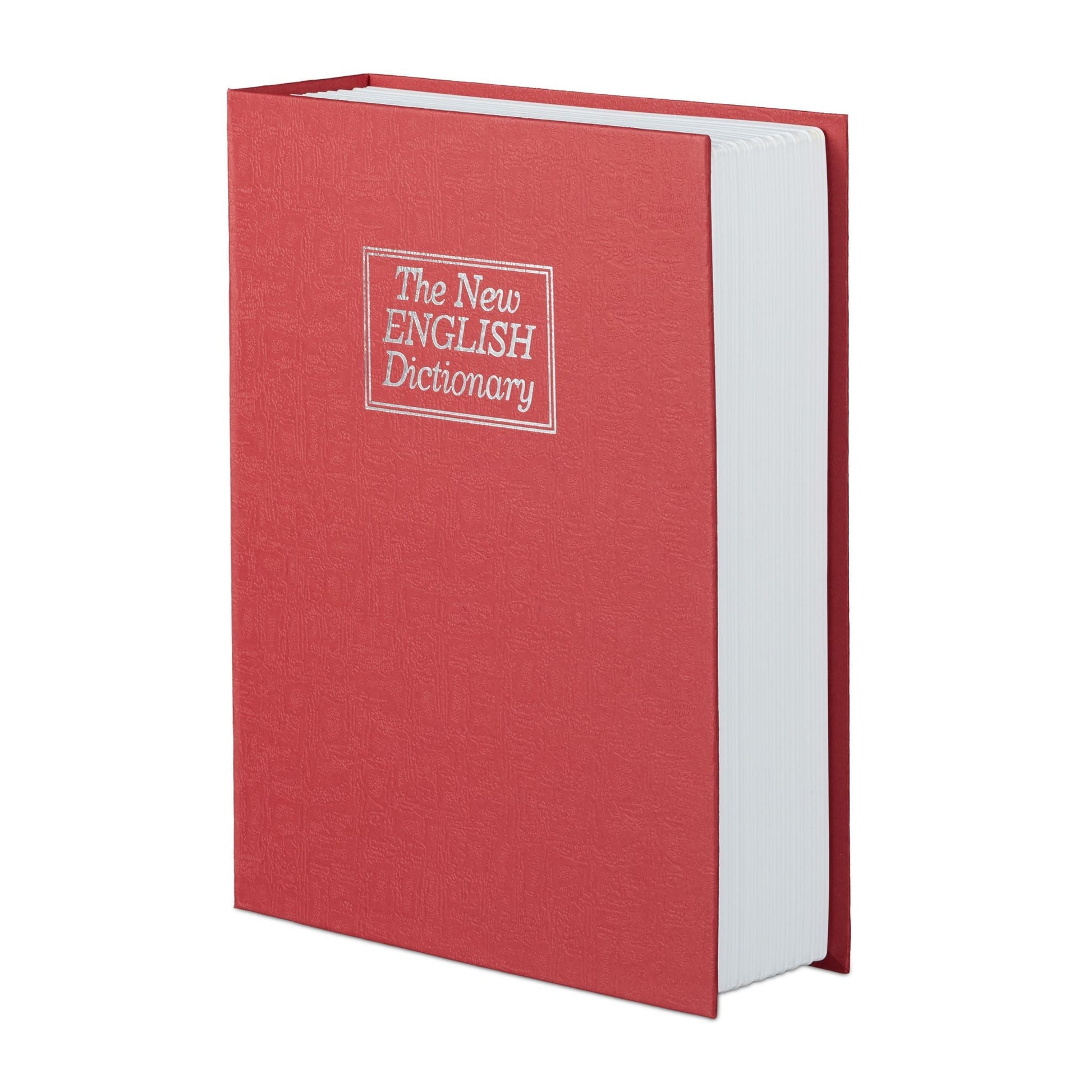 Buchtresor gross verschliessbar Weiss-Rot-Silber von Relaxdays
