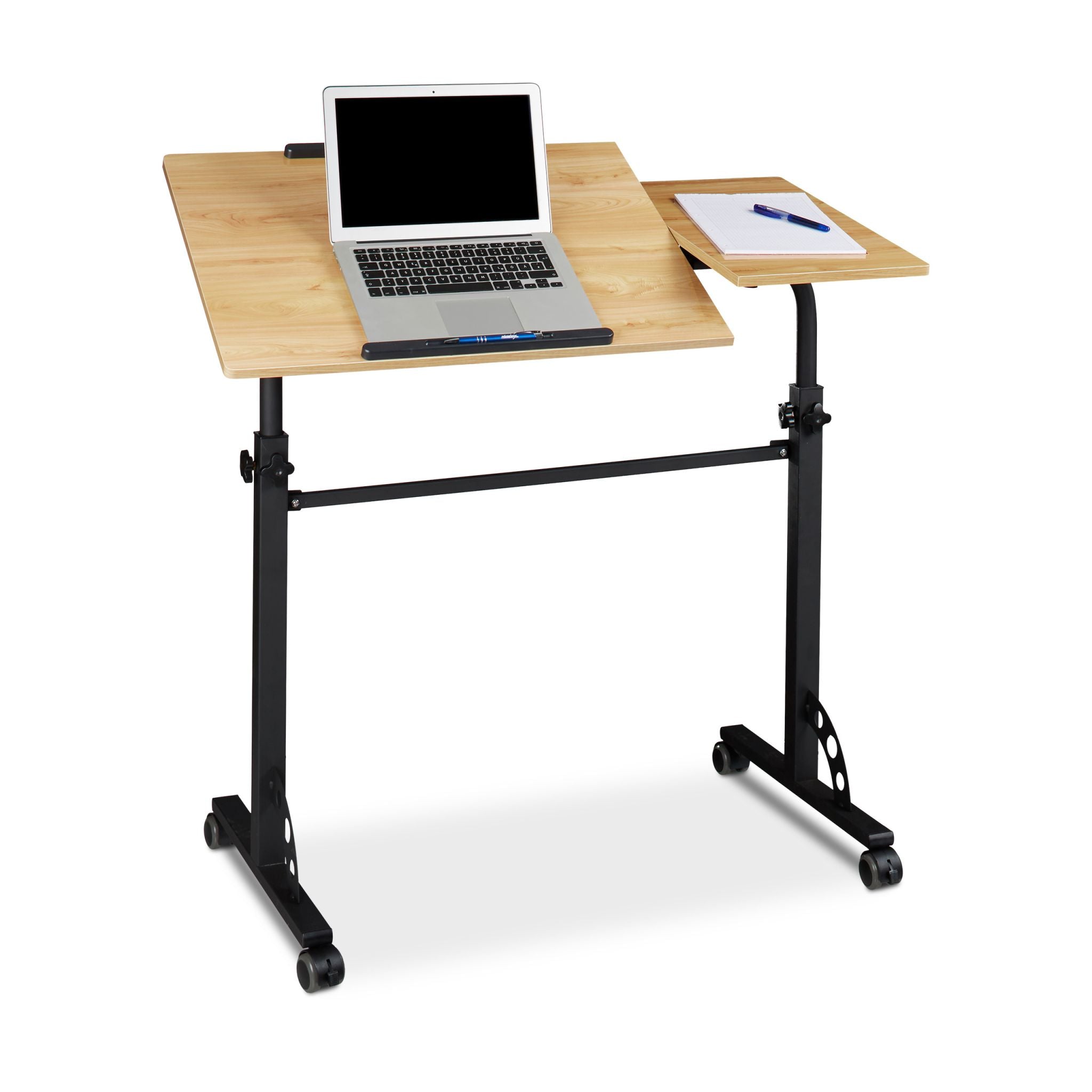 Laptoptisch gross Premium XXL Hellbraun-Schwarz von Relaxdays