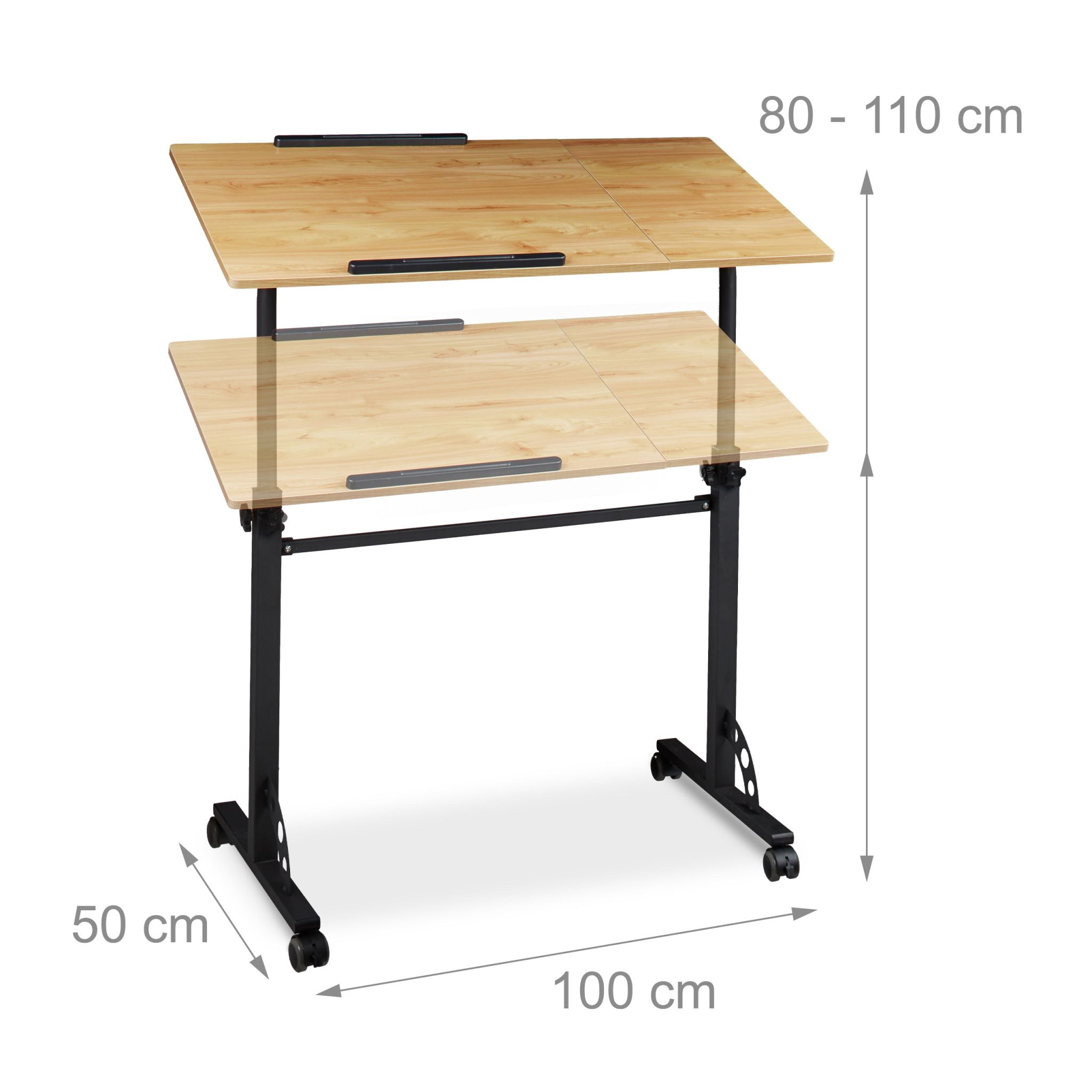 Laptoptisch gross Premium XXL Hellbraun-Schwarz von Relaxdays