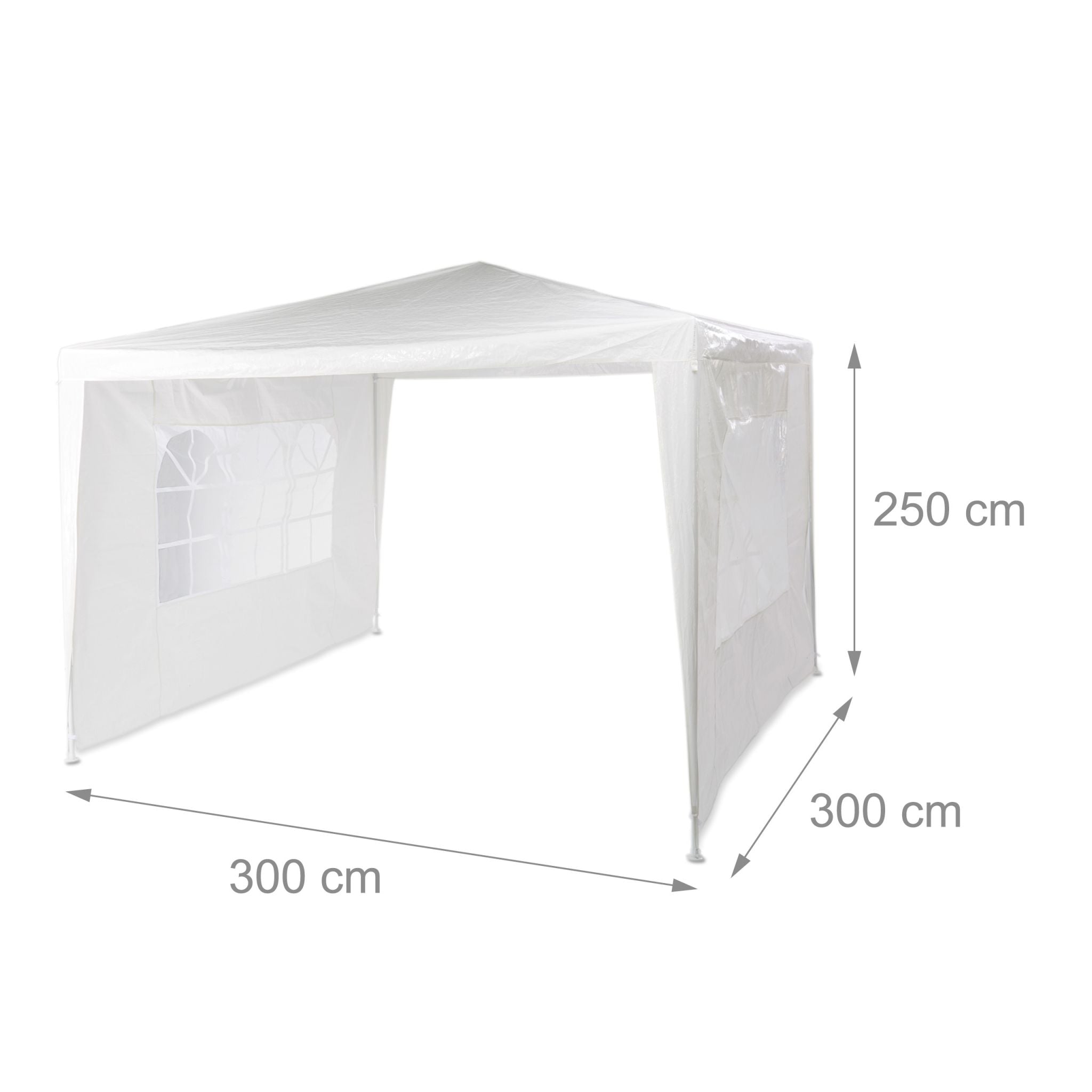 Pavillon 3x3 m mit 2 Seitenteilen Weiss-Transparent von Relaxdays