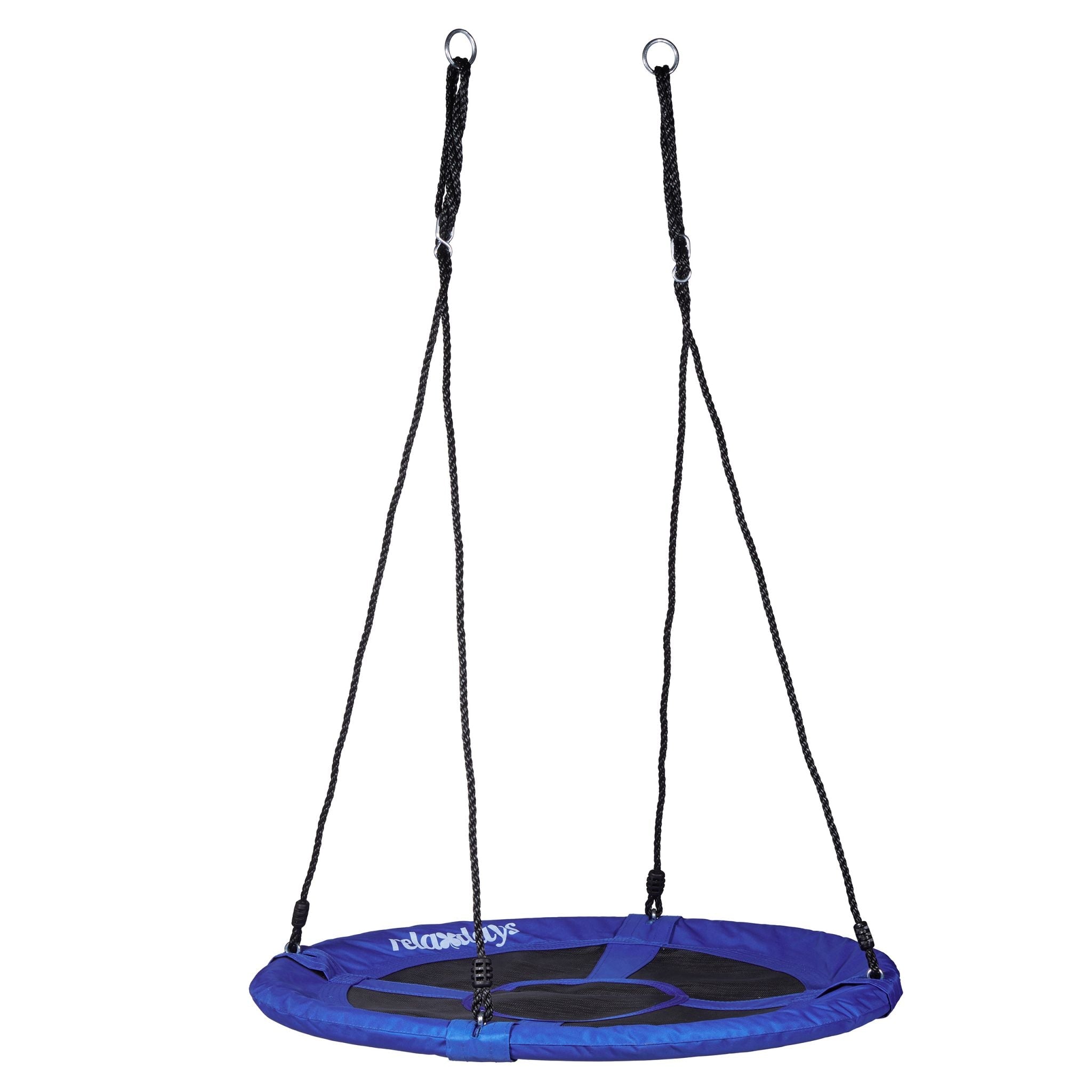 Nestschaukel rund mit geschlossenem Sitz Weiss-Dunkelblau-Schwarz von Relaxdays