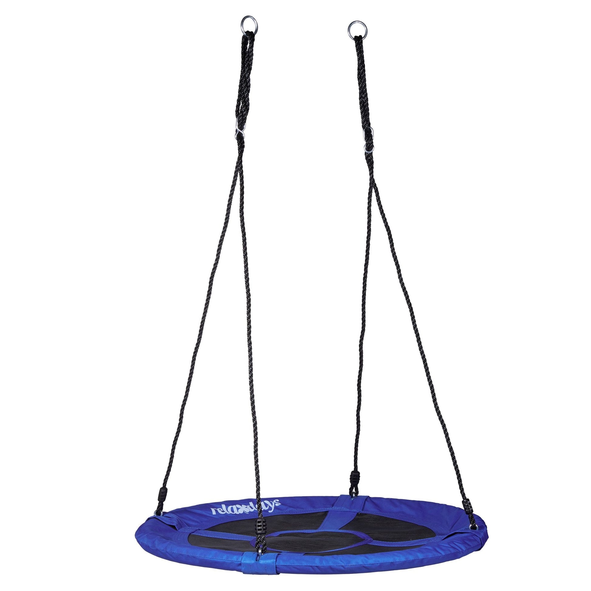 Nestschaukel rund mit geschlossenem Sitz Weiss-Dunkelblau-Schwarz von Relaxdays