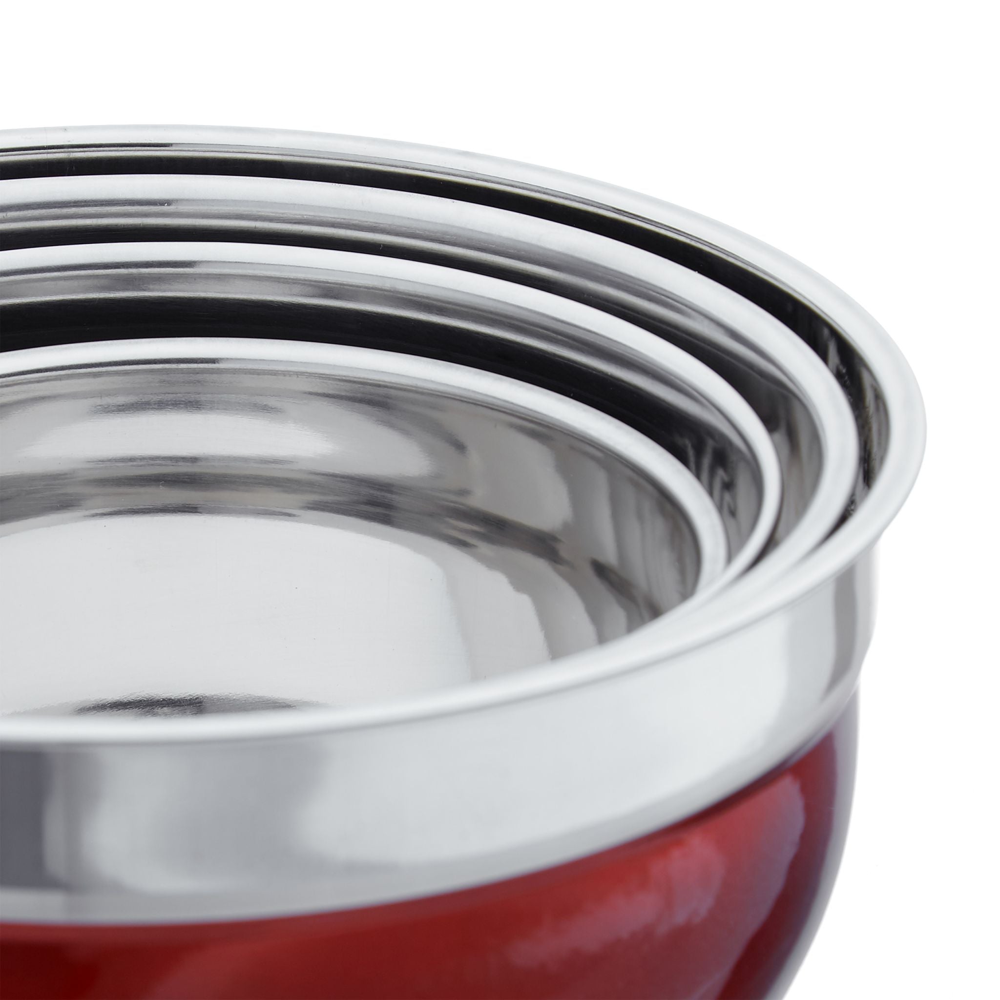 Schüssel Set mit Deckel 4-teilig Rot-Silber von Relaxdays