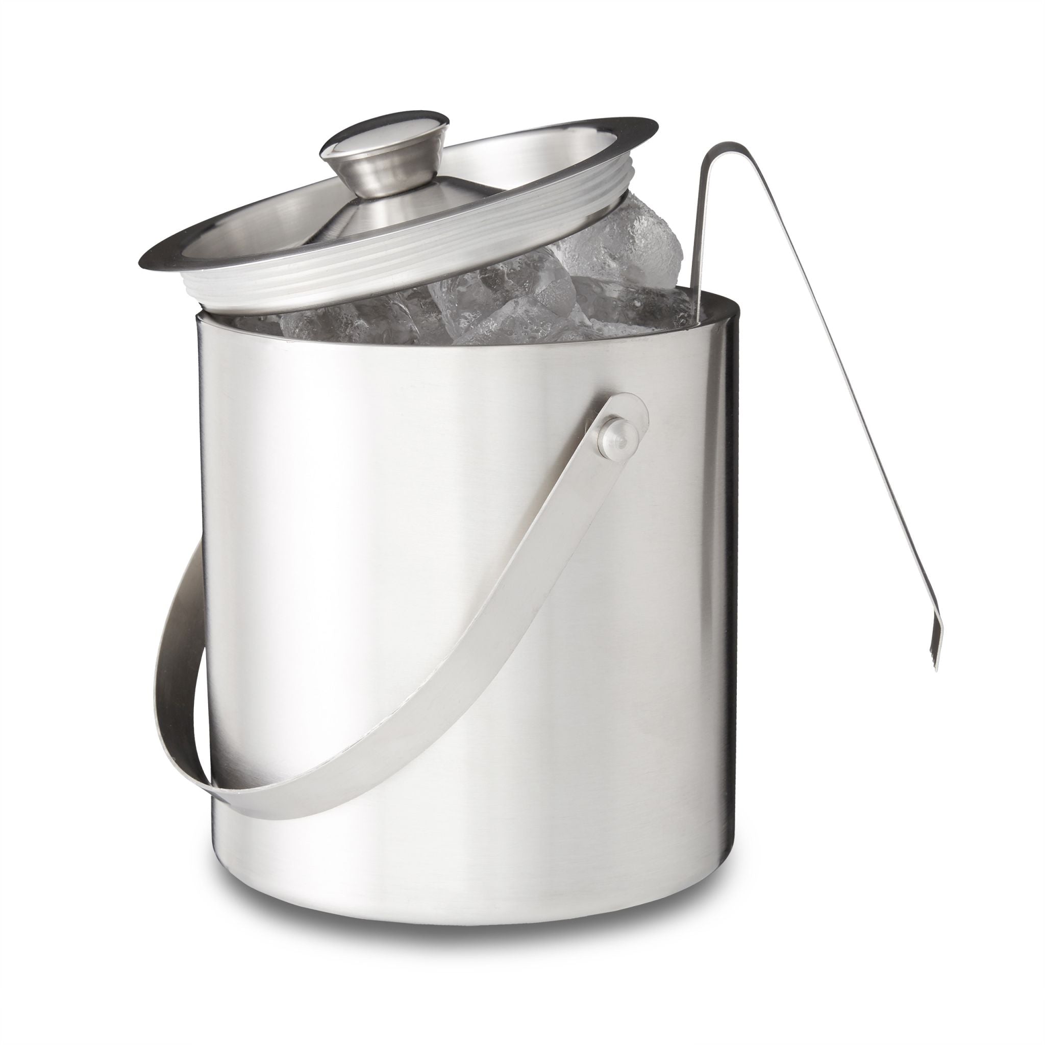 Eisbehälter mit Eiszange für 1,5L Silber von Relaxdays