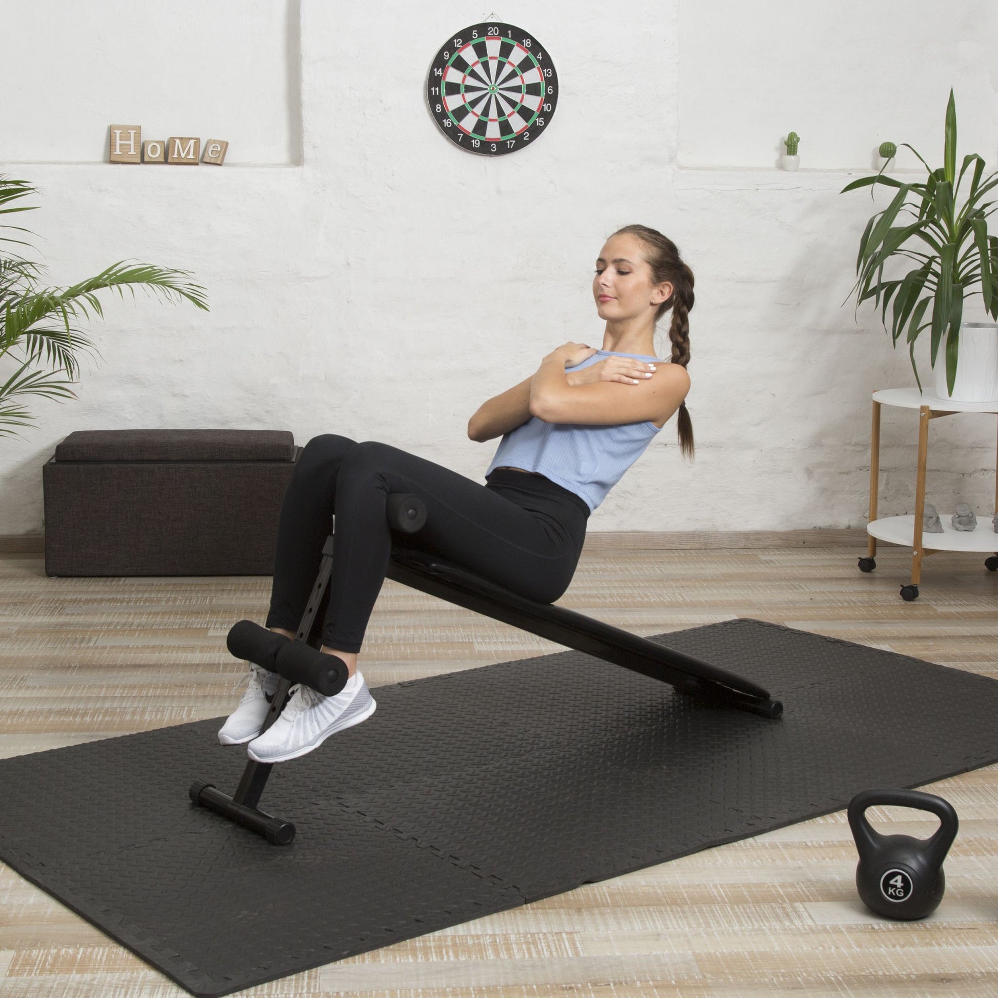Sit Up Bank Weiss-Schwarz von Relaxdays