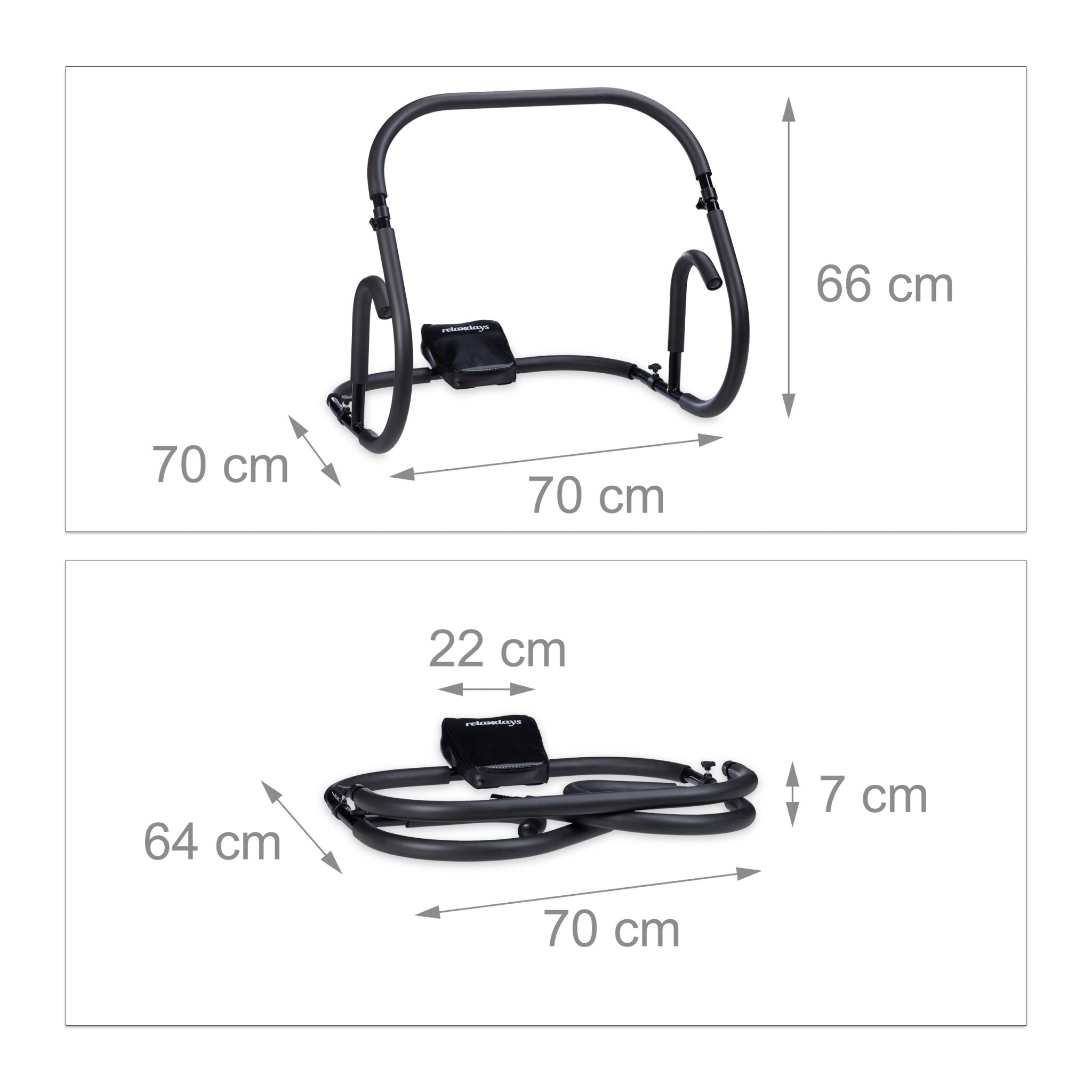 Bauchtrainer AB Roller Schwarz von Relaxdays