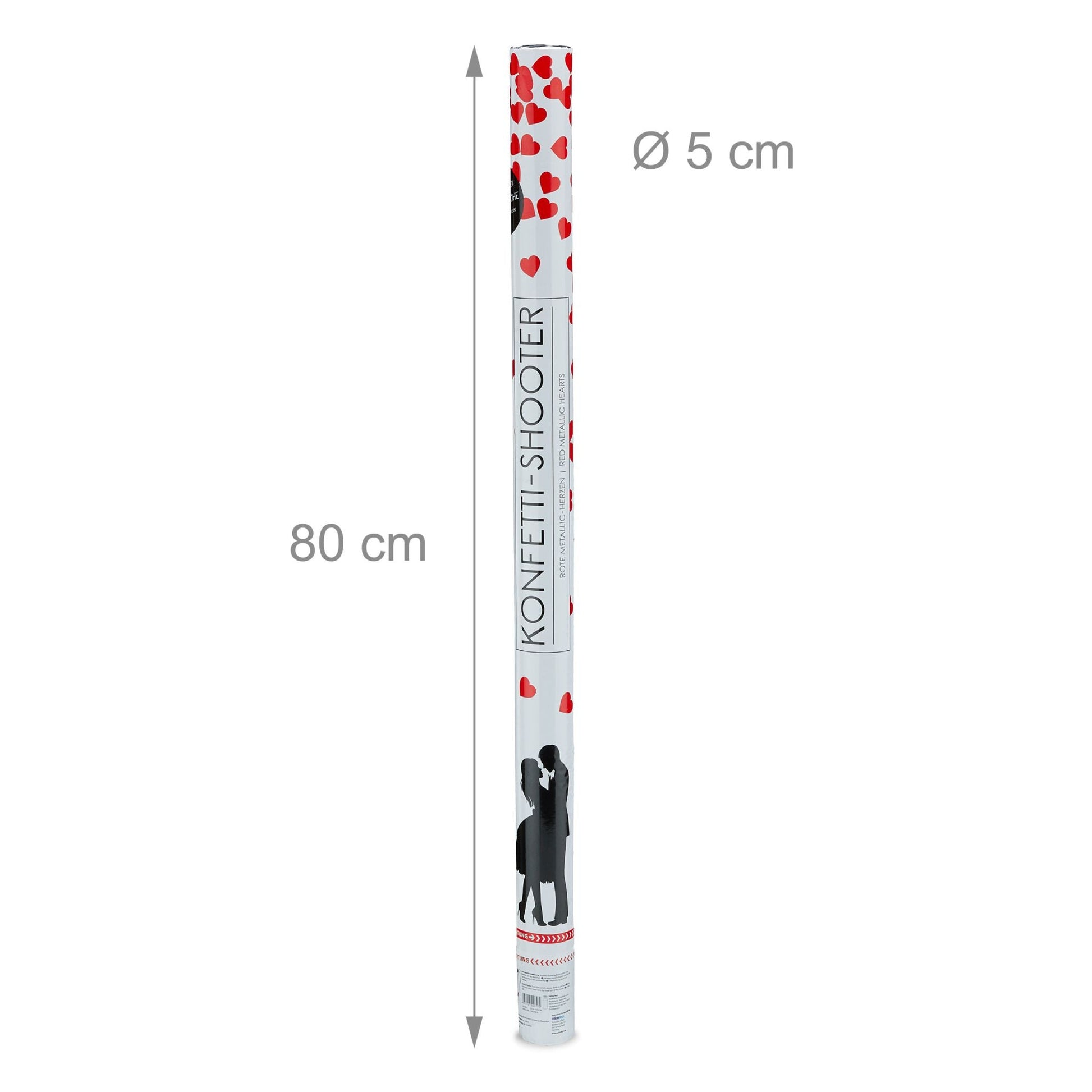 Party Popper 80cm Herzen Rot von Relaxdays