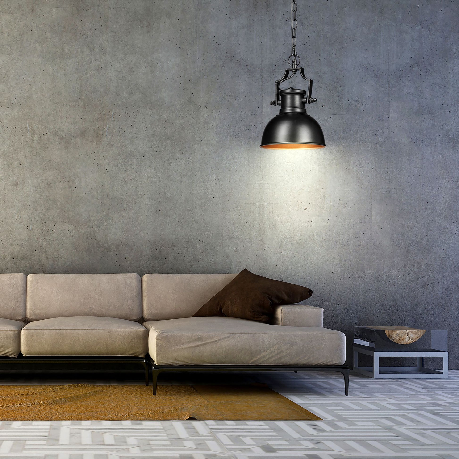 Hängelampe Industrial Look klein Gold-Schwarz von Relaxdays