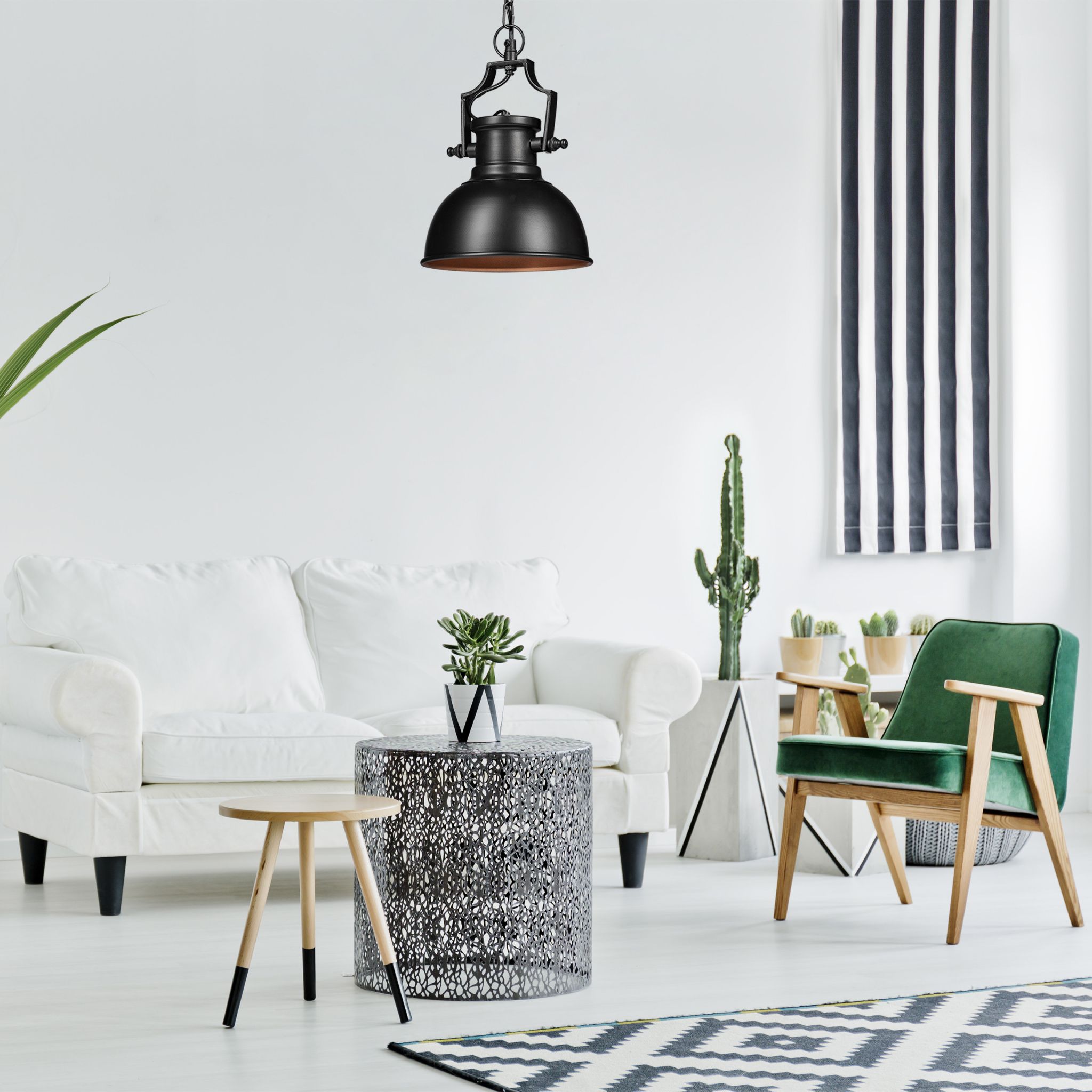 Hängelampe Industrial Look klein Gold-Schwarz von Relaxdays