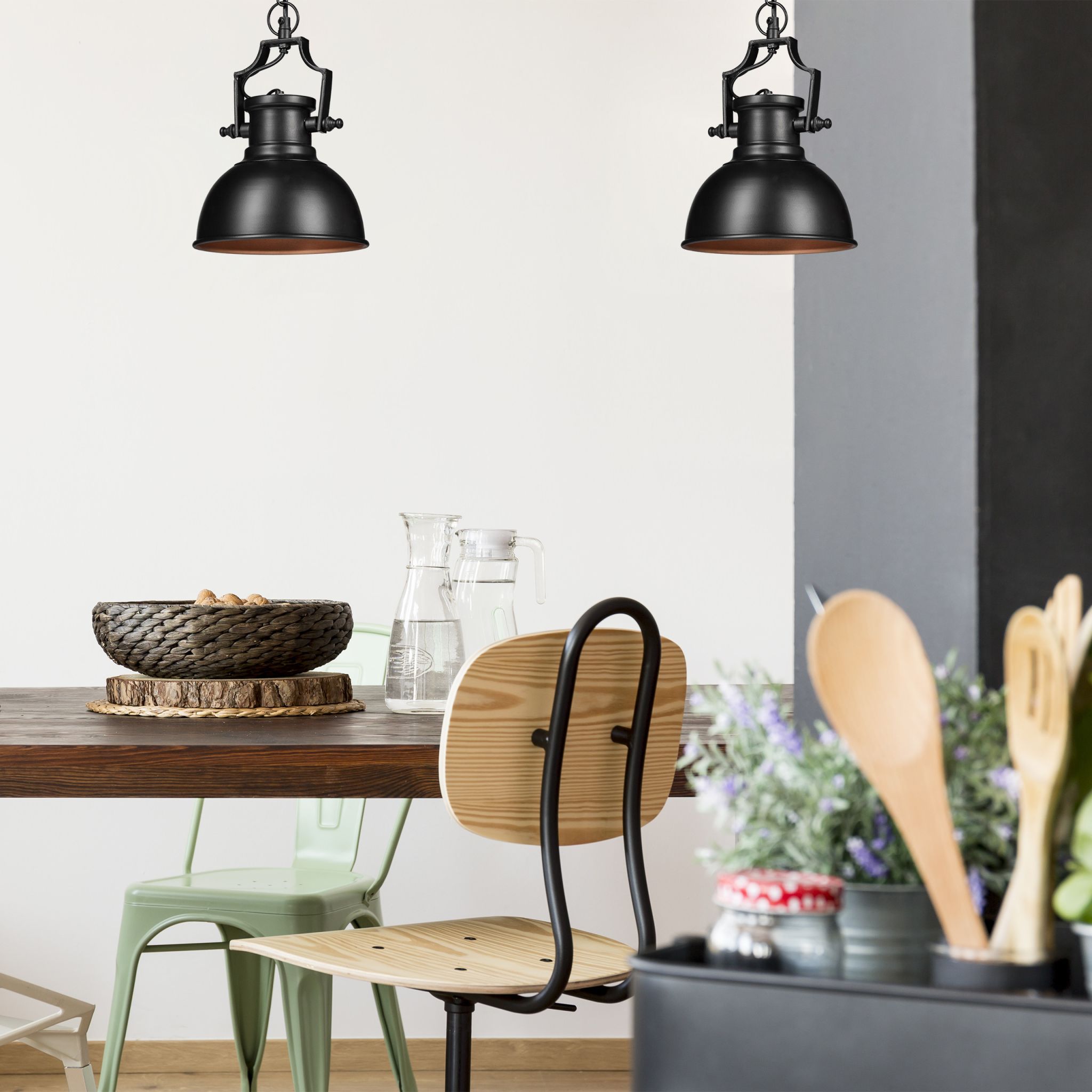 Hängelampe Industrial Look klein Gold-Schwarz von Relaxdays