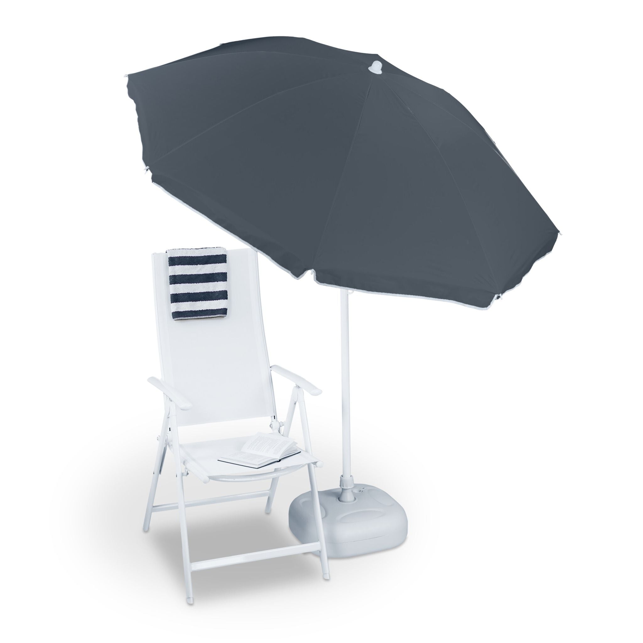 Sonnenschirm 180cm Weiss-Grau von Relaxdays