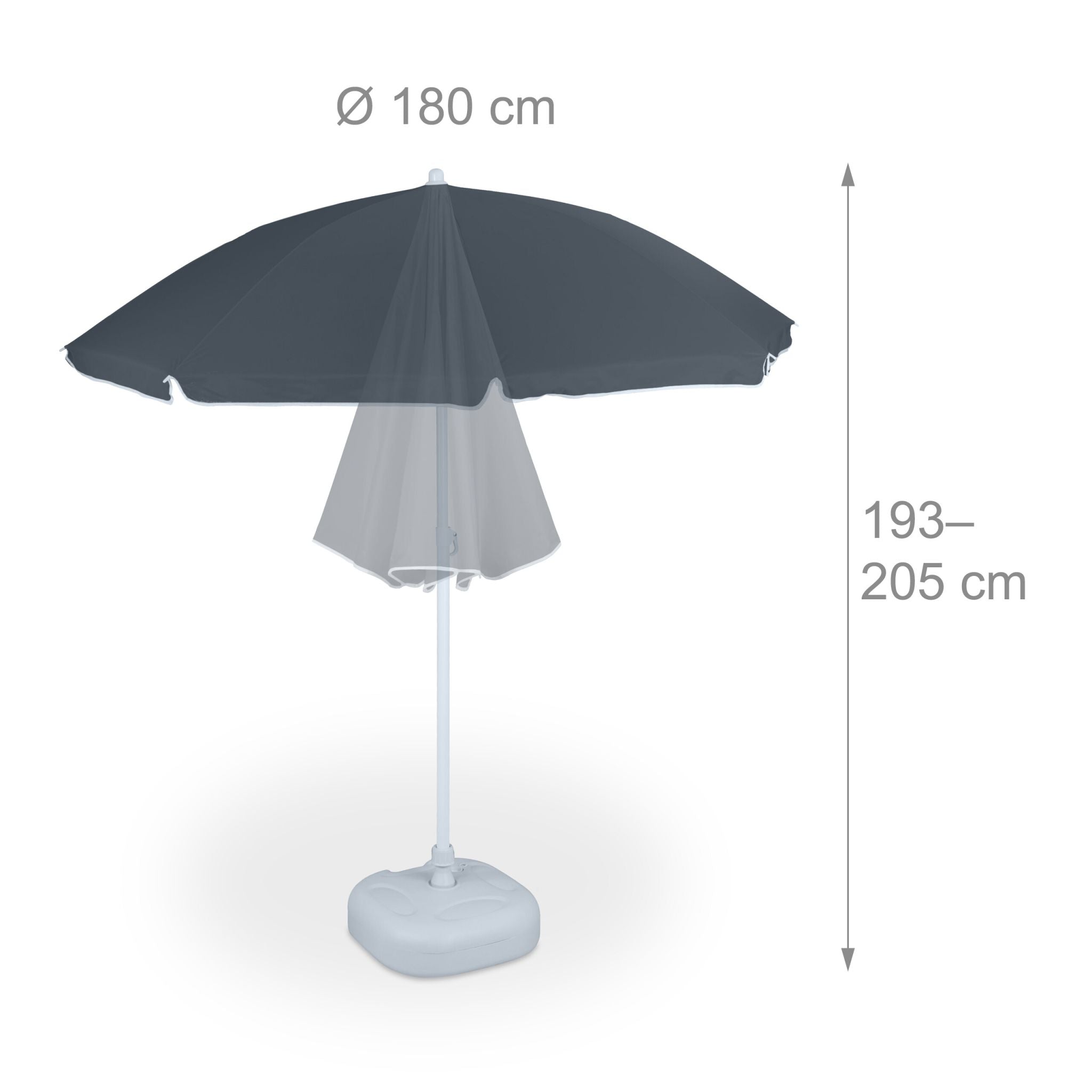 Sonnenschirm 180cm Weiss-Grau von Relaxdays