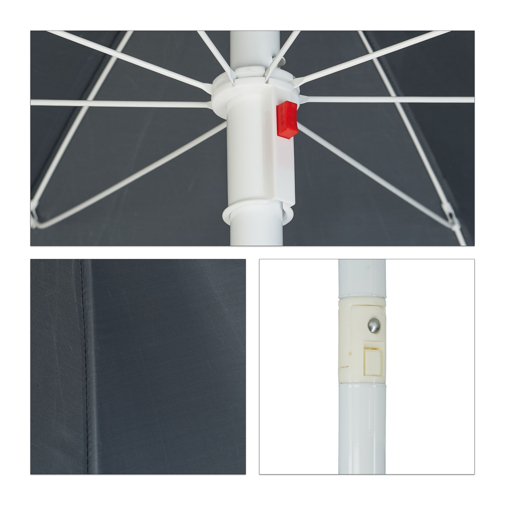 Sonnenschirm 180cm Weiss-Grau von Relaxdays